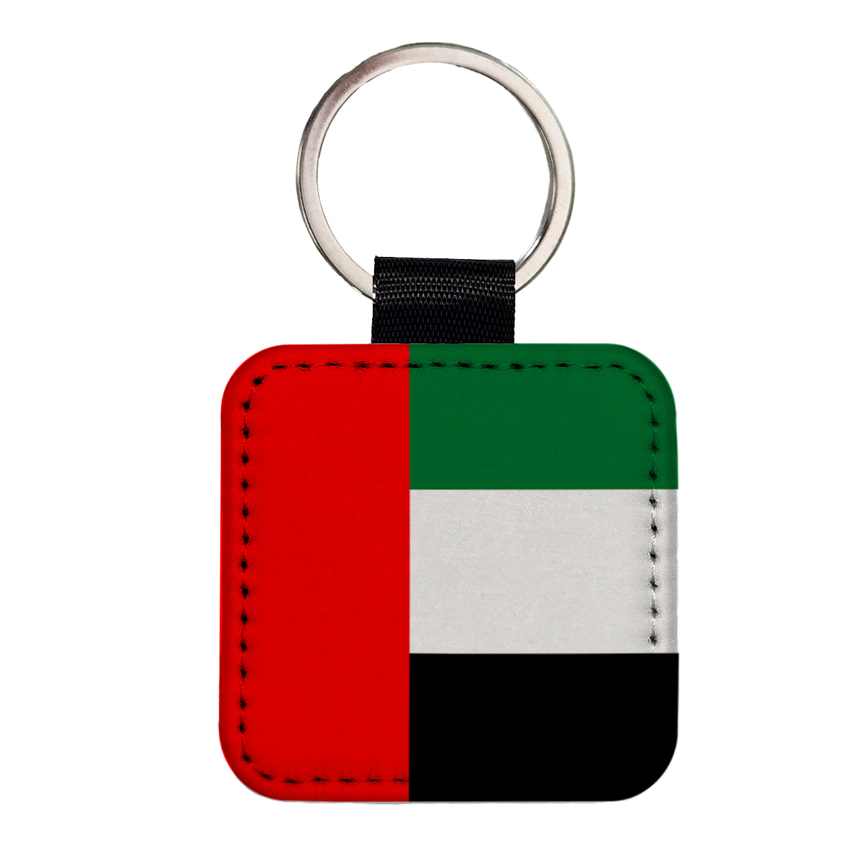 United Arab Emirates Country Flag Square Faux Leather Keychain