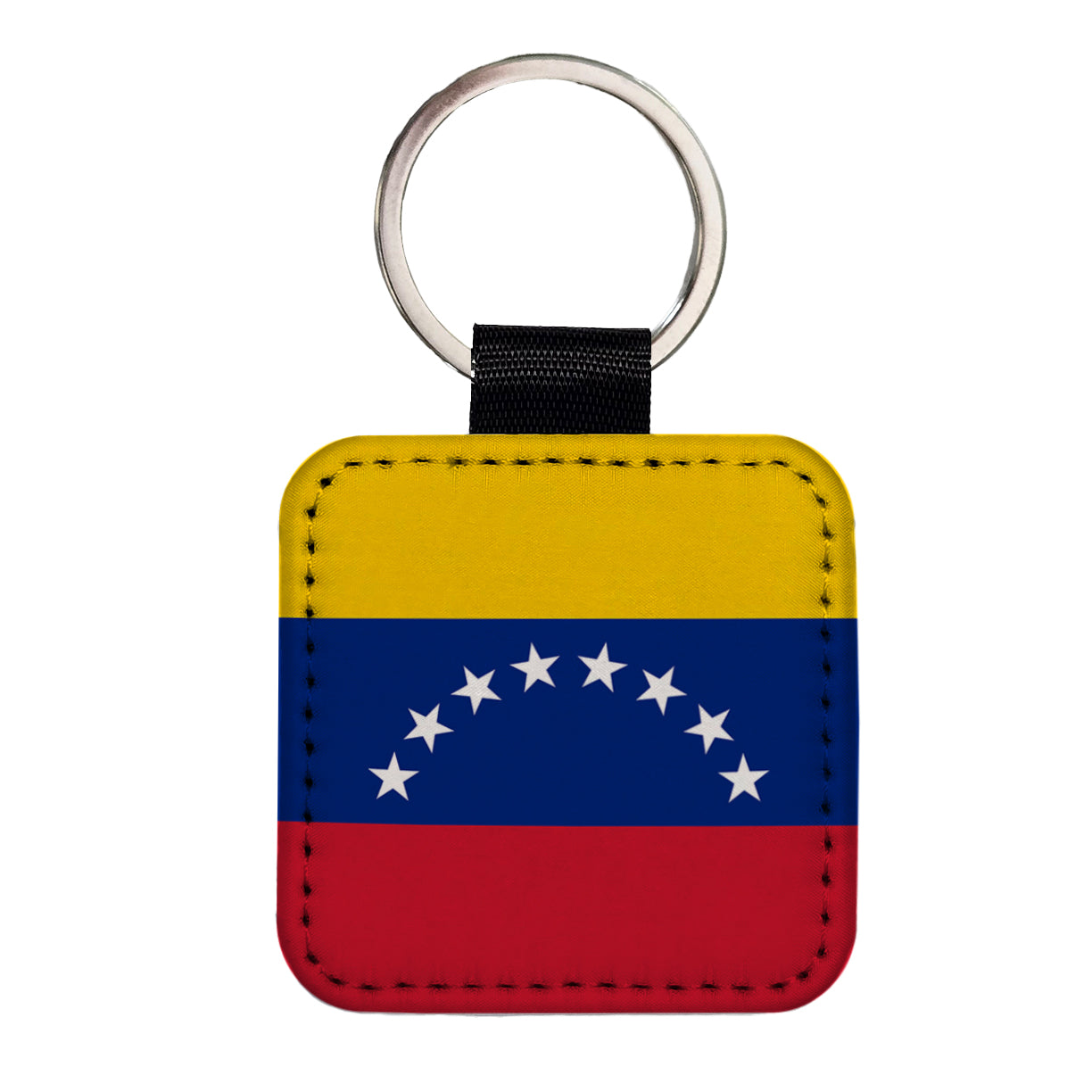 Venezuela Country Flag Square Faux Leather Keychain