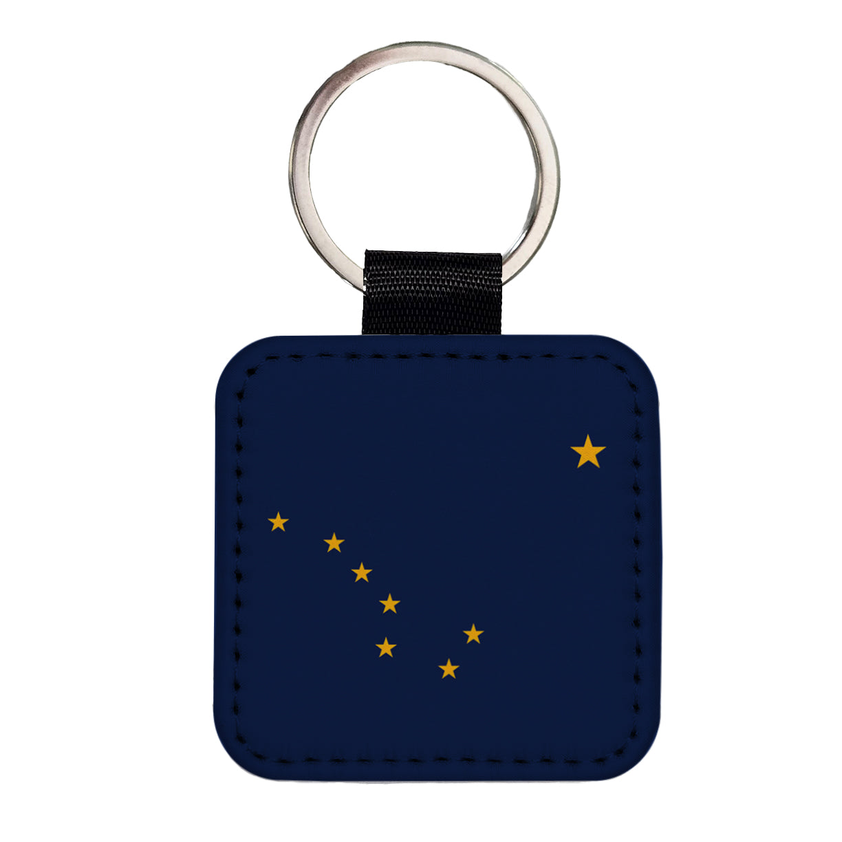 Alaska AK State Flag Square Faux Leather Keychain