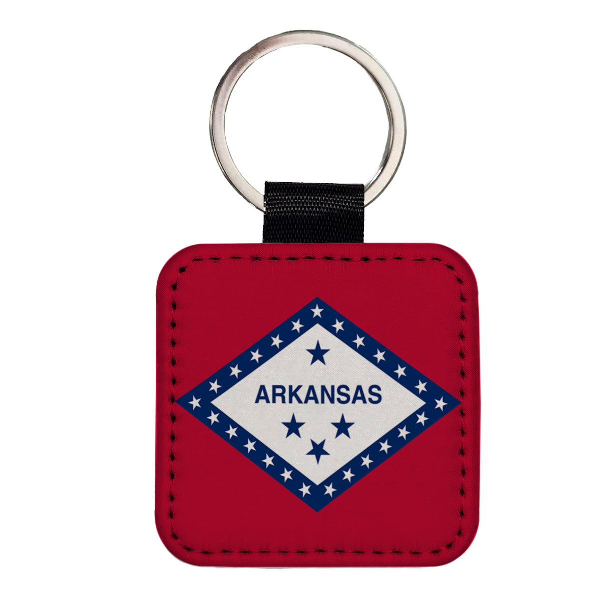 Arkansas AR State Flag Square Faux Leather Keychain