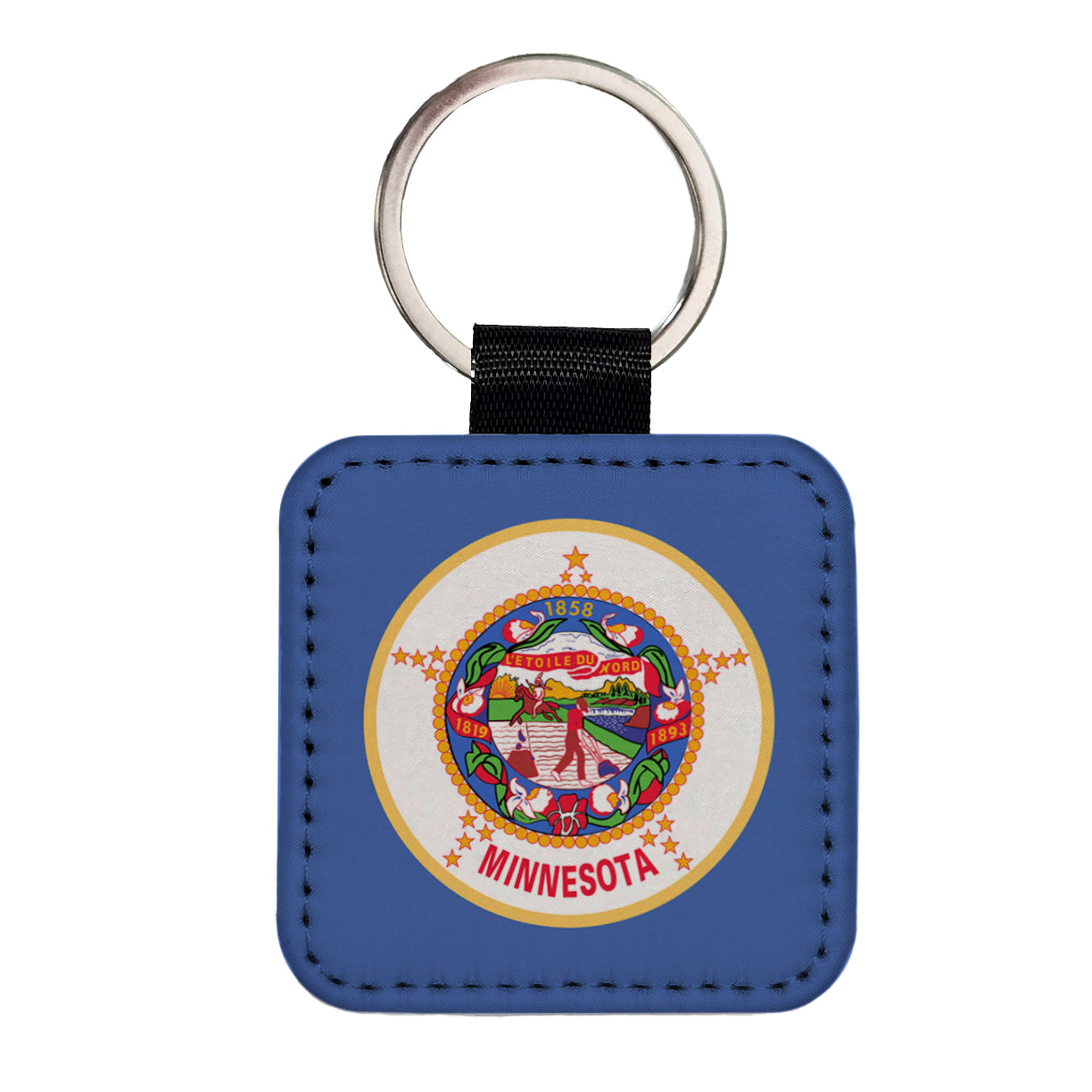 Minnesota MN State Flag Square Faux Leather Keychain