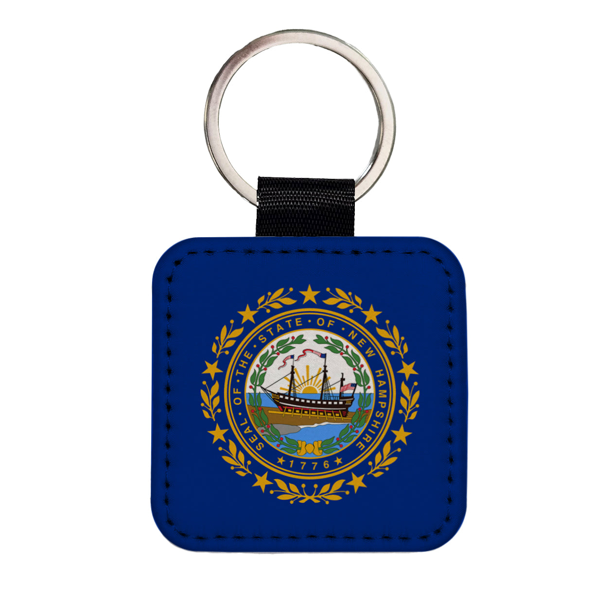 New Hampshire NH State Flag Square Faux Leather Keychain