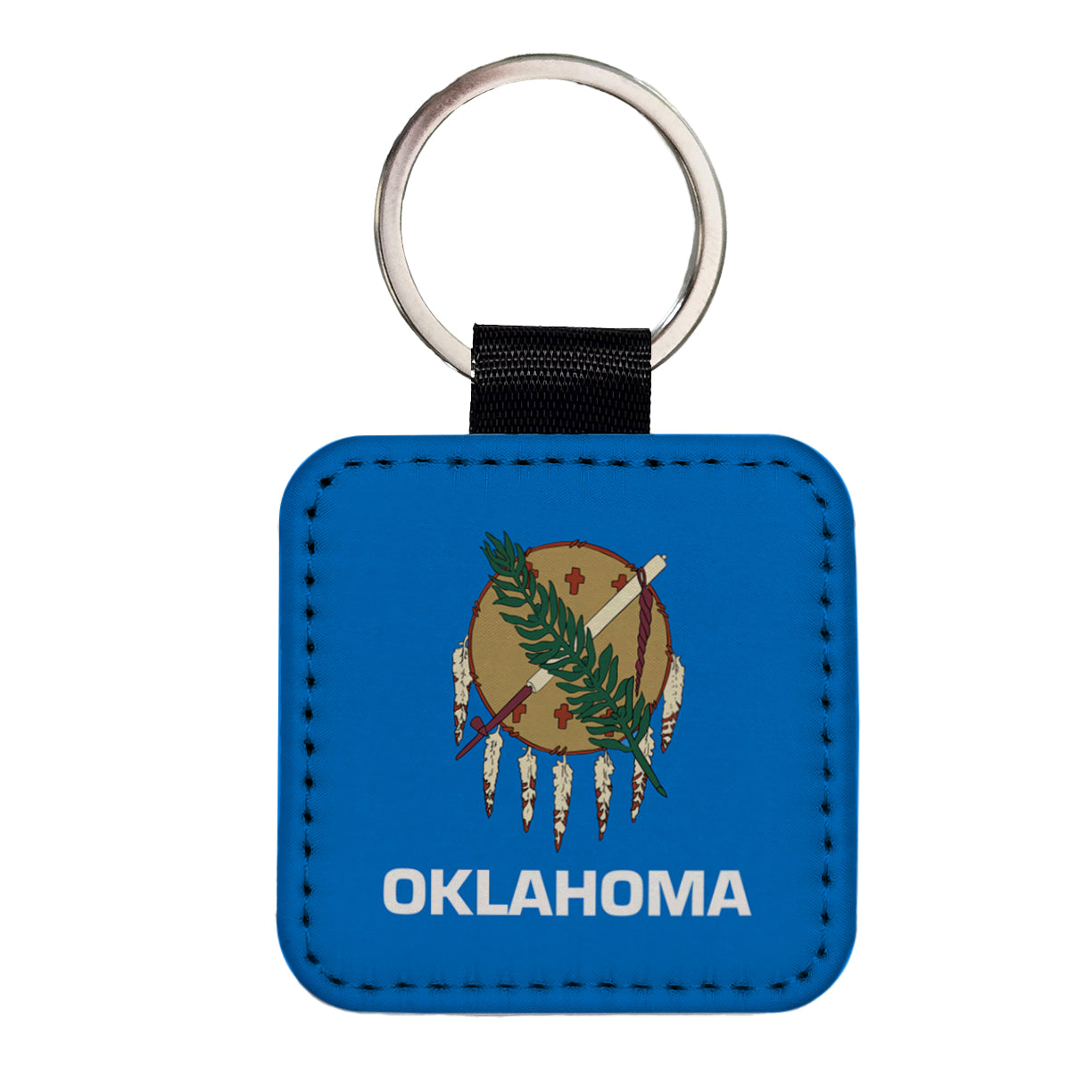 Oklahoma OK State Flag Square Faux Leather Keychain