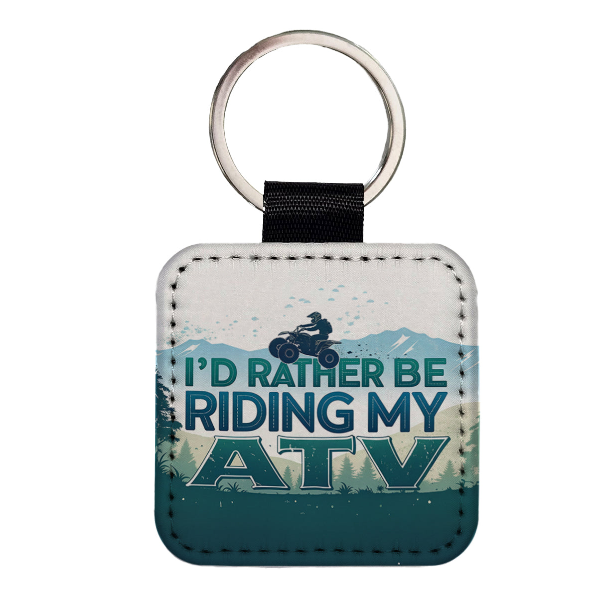 I'd Rather Be Riding My ATV Square Faux Leather Keychain