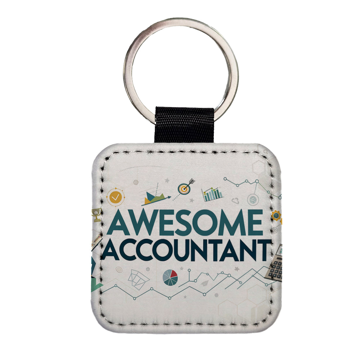 Awesome Accountant Inspirational Square Faux Leather Keychain