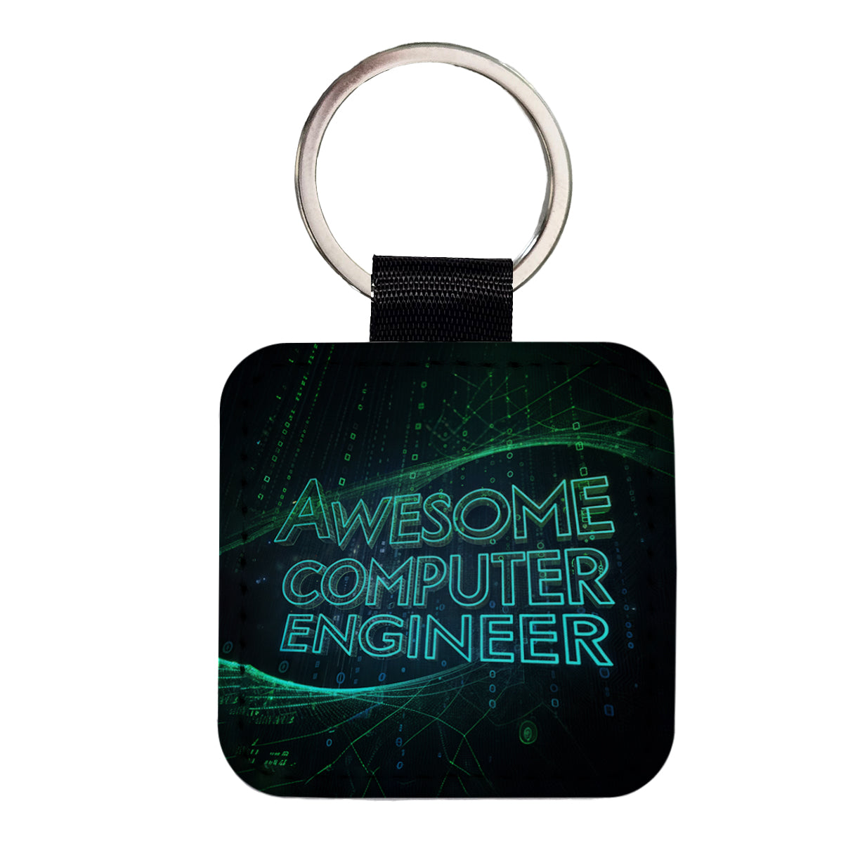 Awesome Computer Engineer Inspirational Square Faux Leather Keychain