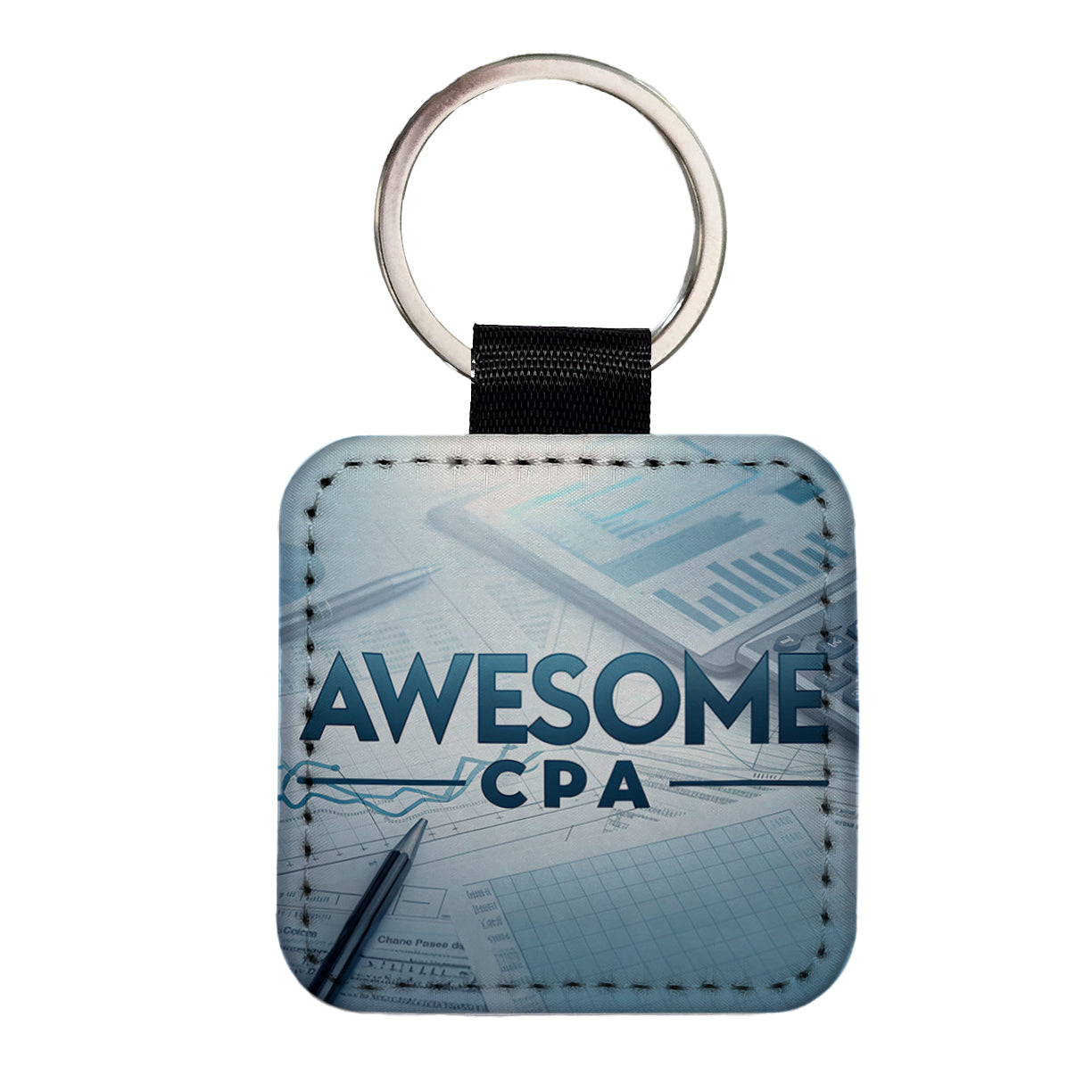 Awesome CPA Inspirational Square Faux Leather Keychain