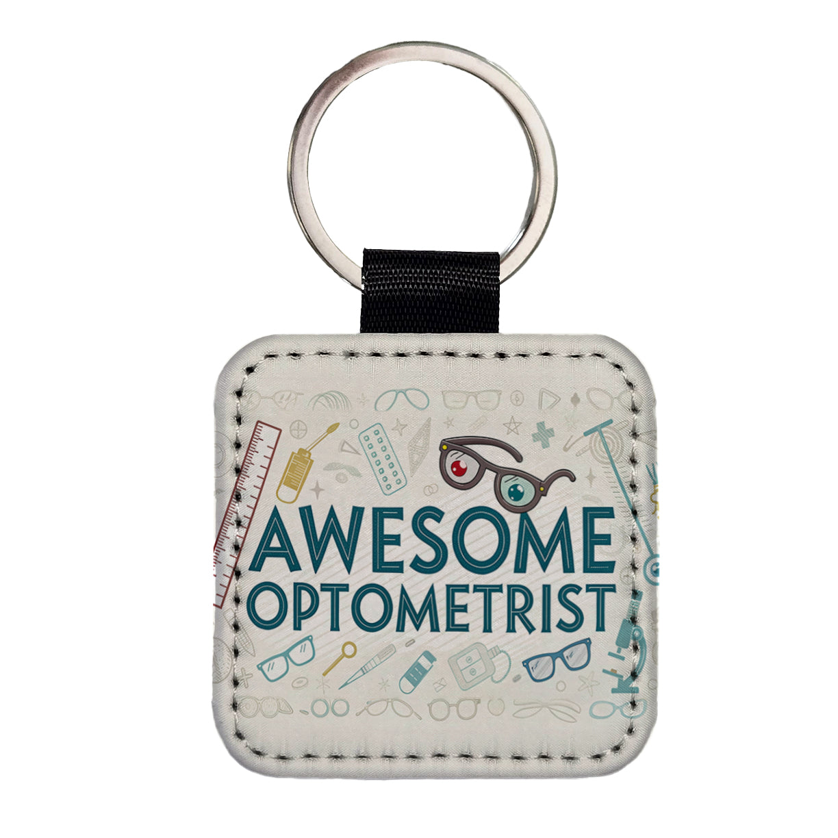 Awesome Optometrist Optical Inspirational Square Faux Leather Keychain