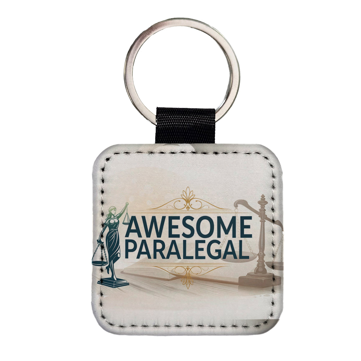 Awesome Paralegal Scales of Justice Inspirational Square Faux Leather Keychain