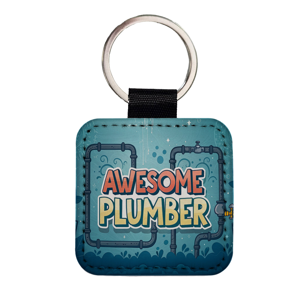 Awesome Plumber Inspirational Square Faux Leather Keychain