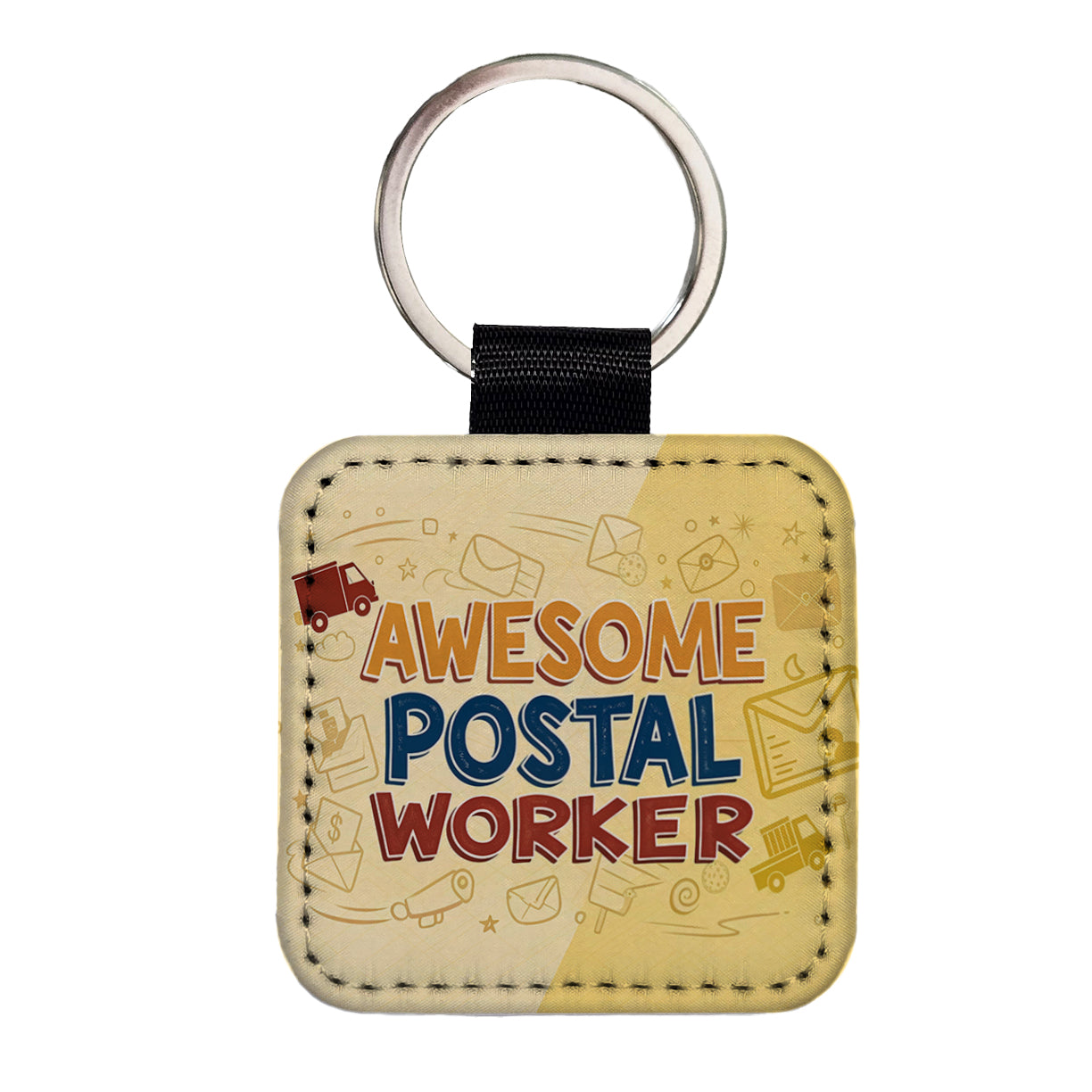 Awesome Postal Worker Inspirational Square Faux Leather Keychain