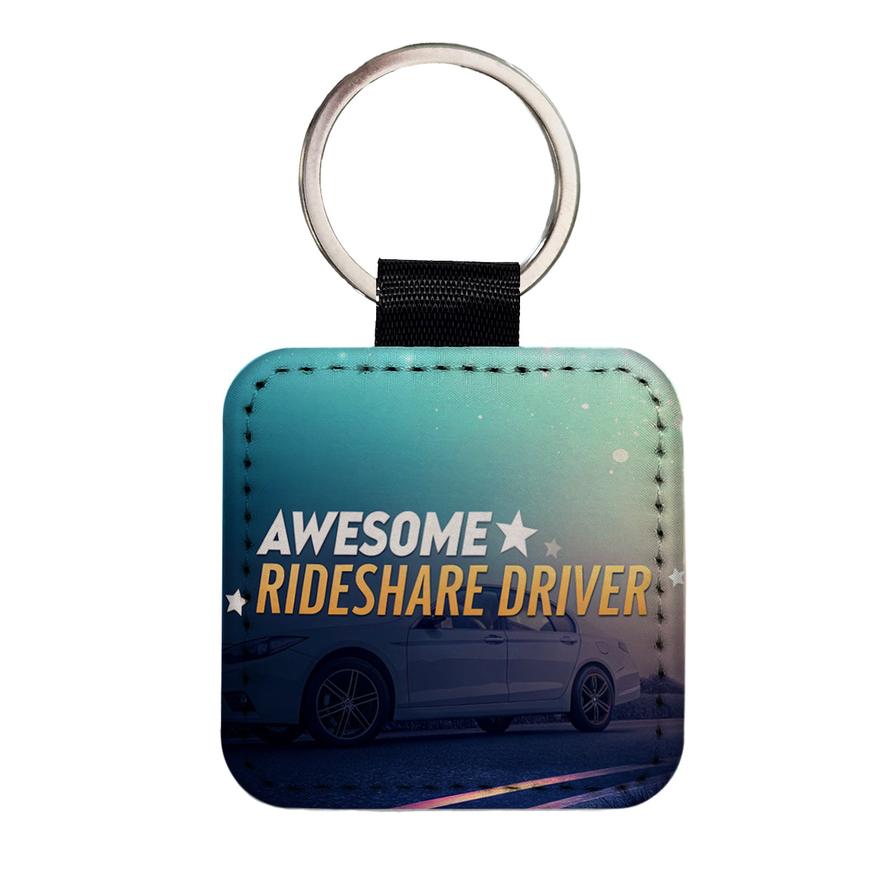 Awesome Rideshare Driver Inspirational Square Faux Leather Keychain