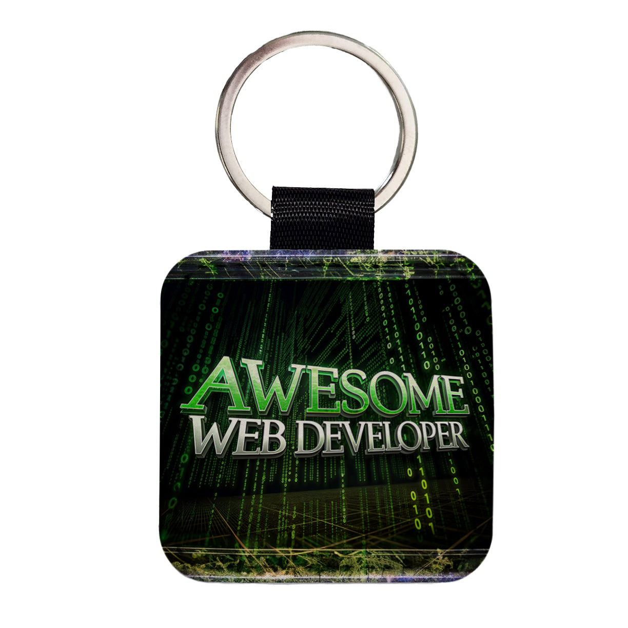 Awesome Web Developer Inspirational Square Faux Leather Keychain