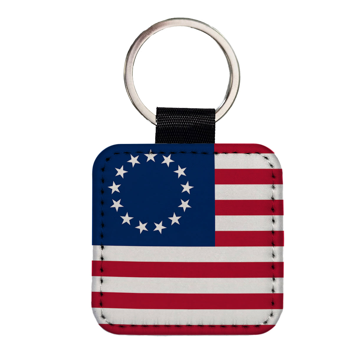 Betsy Ross Flag 13 Colonies Square Faux Leather Keychain
