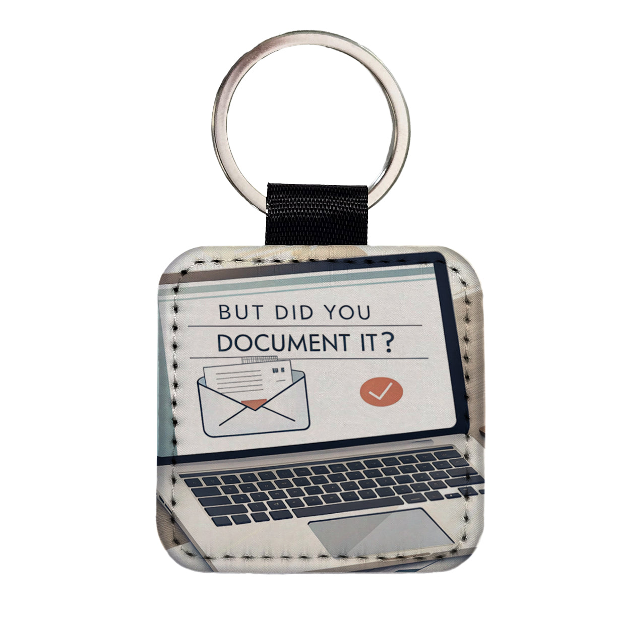 But Did You Document It Laptop Email Funny Square Faux Leather Keychain