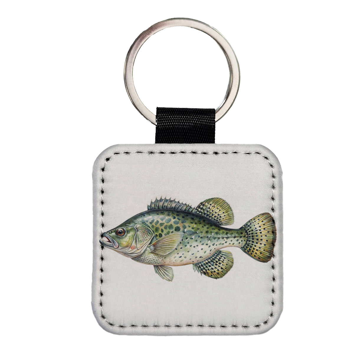 Crappie Fish Watercolor Illustration Square Faux Leather Keychain