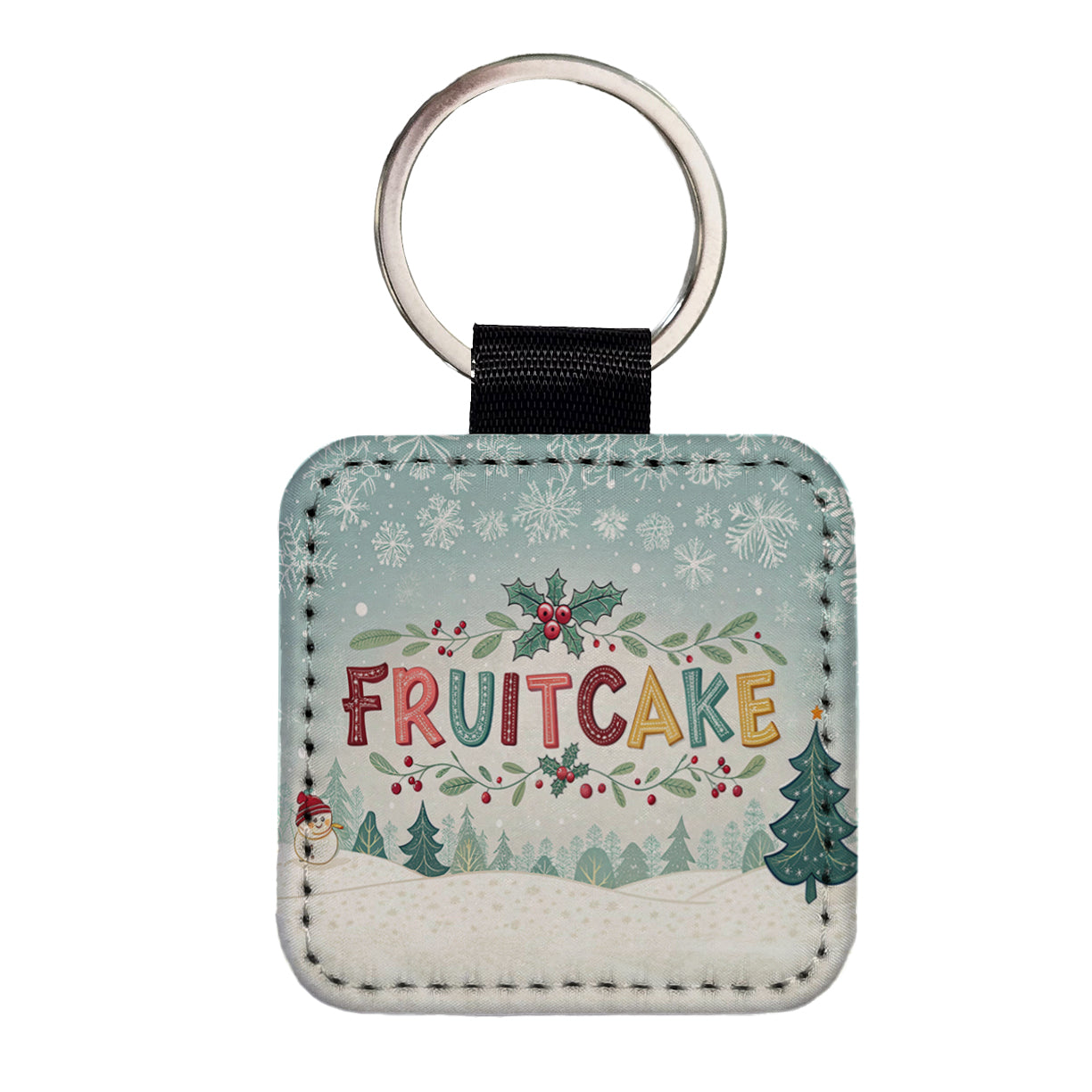 Fruitcake Holiday Fruitcake Crazy Funny Square Faux Leather Keychain