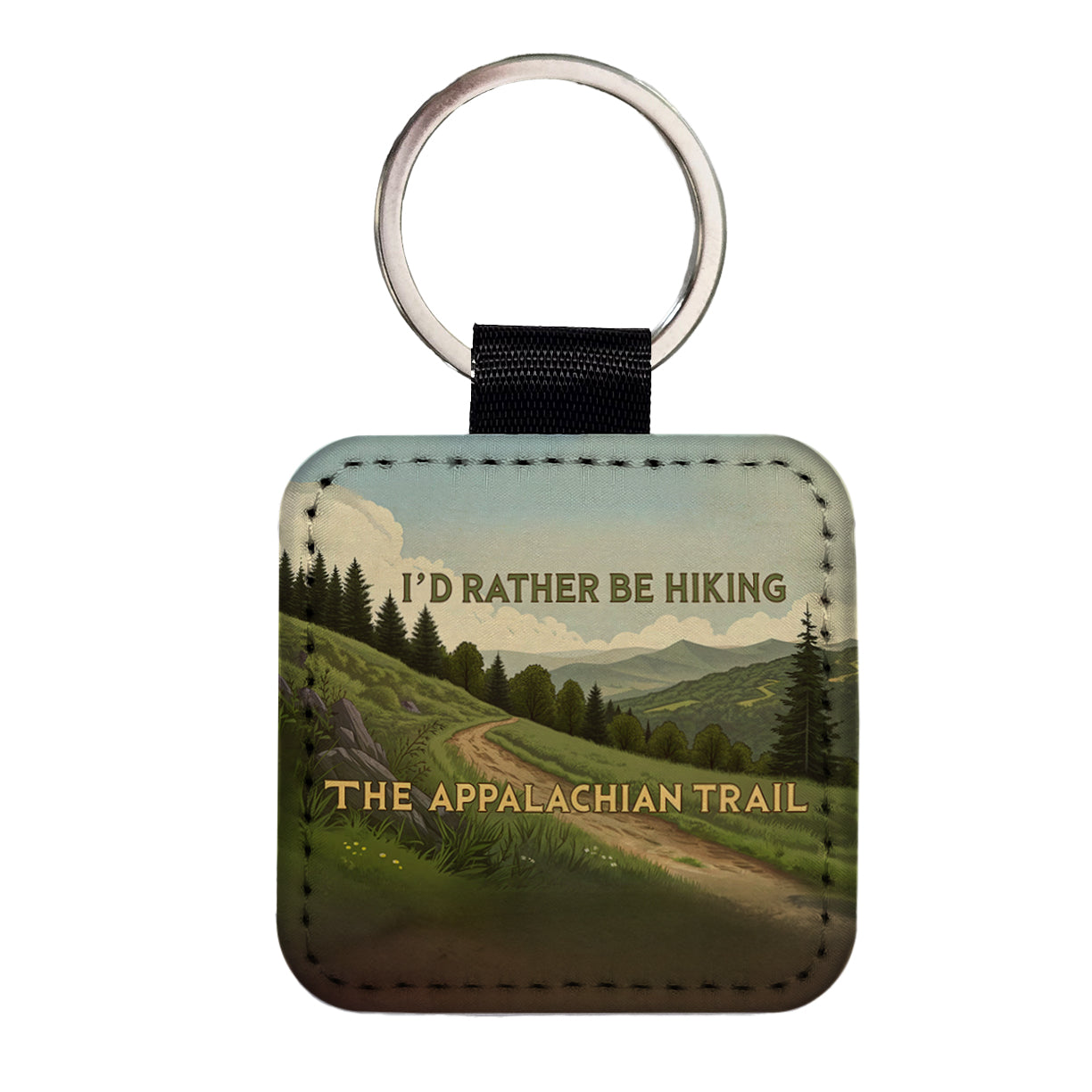 I'd Rather Be Hiking The Appalachian Trail Square Faux Leather Keychain