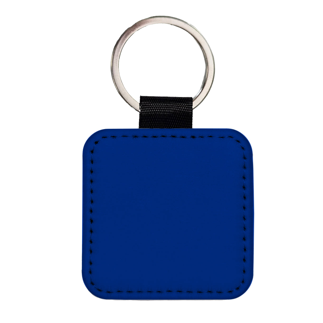 It's Just a Solid Blue Color Square Faux Leather Keychain