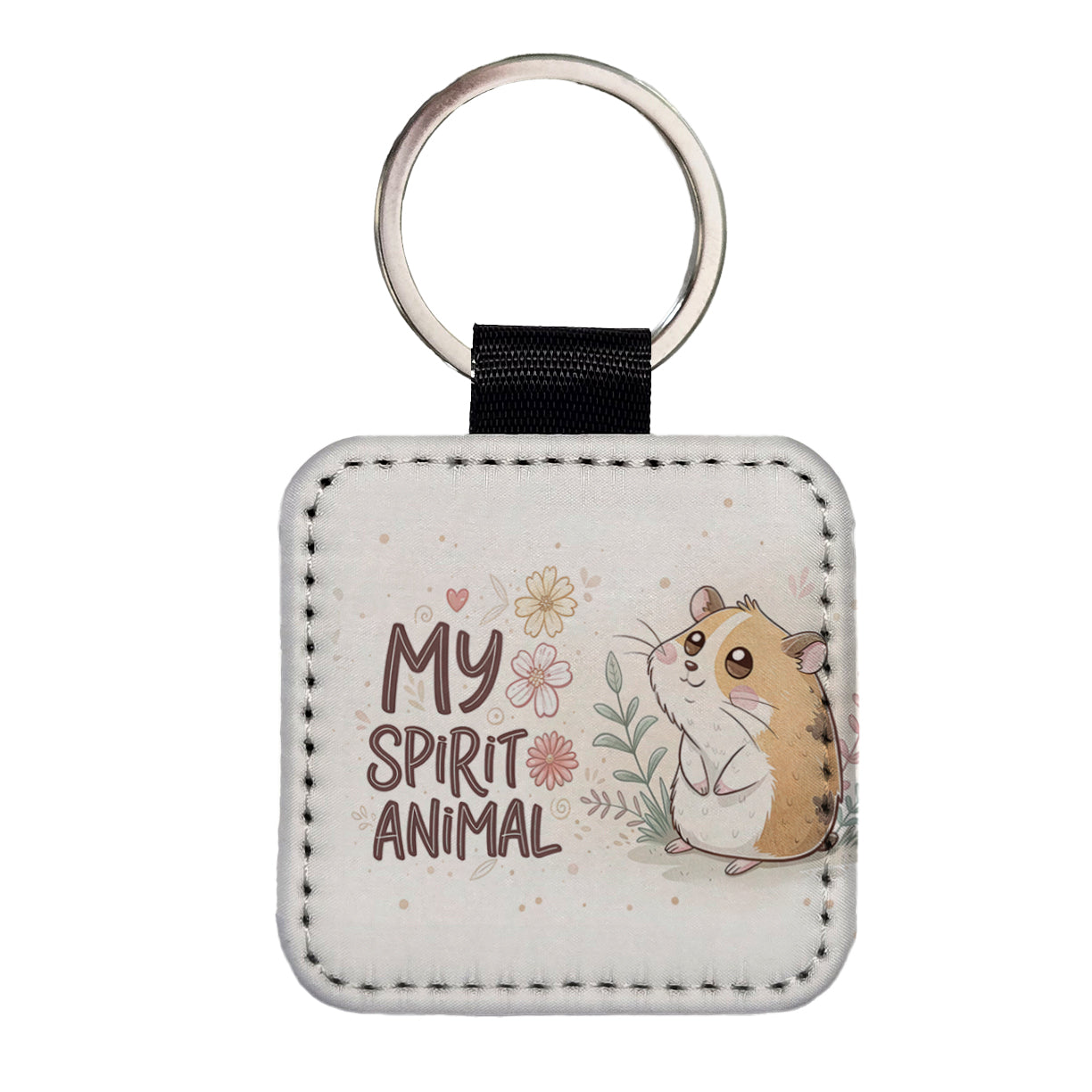 My Spirit Animal Hamster Funny Square Faux Leather Keychain