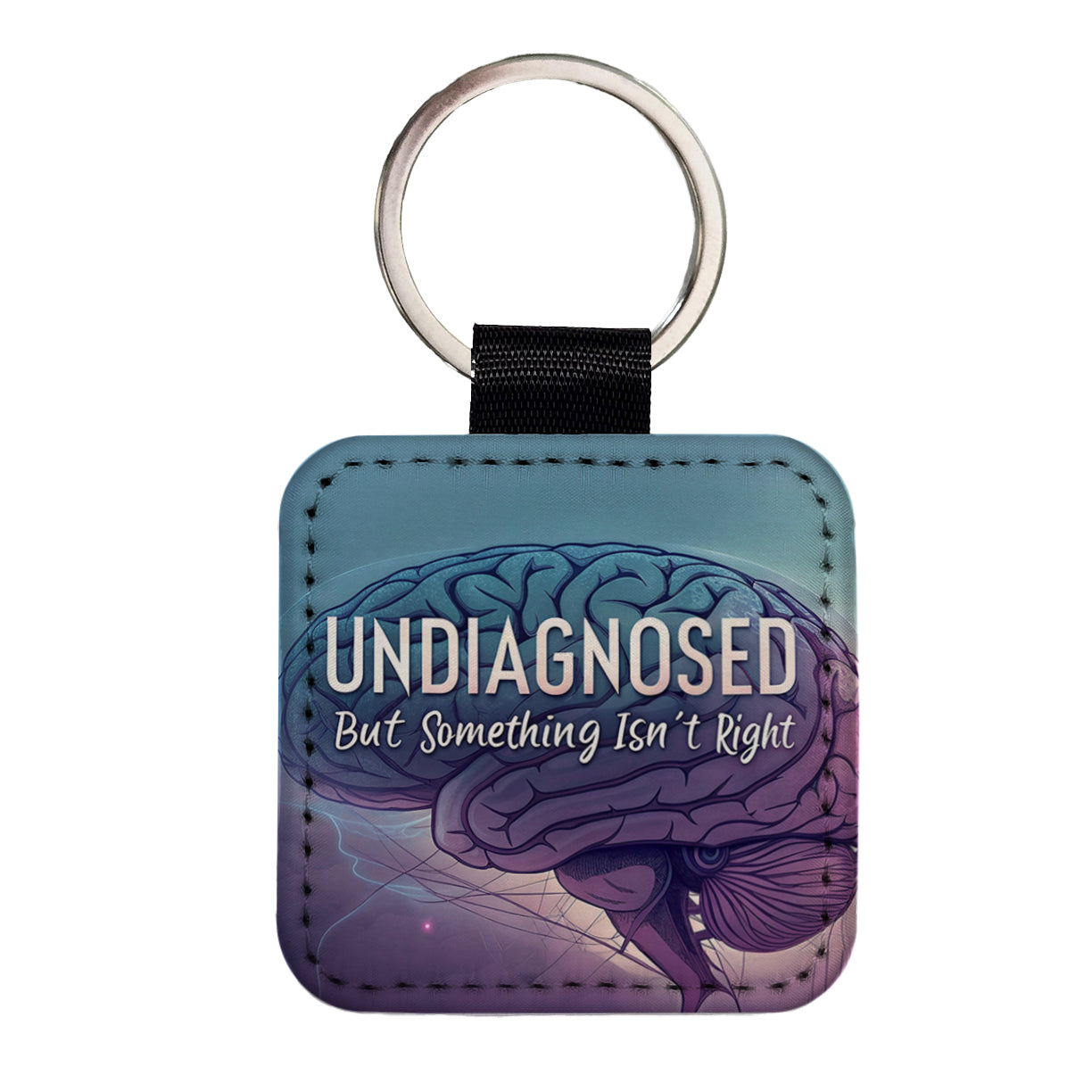 Undiagnosed But Something Isn't Right Funny Brain Square Faux Leather Keychain