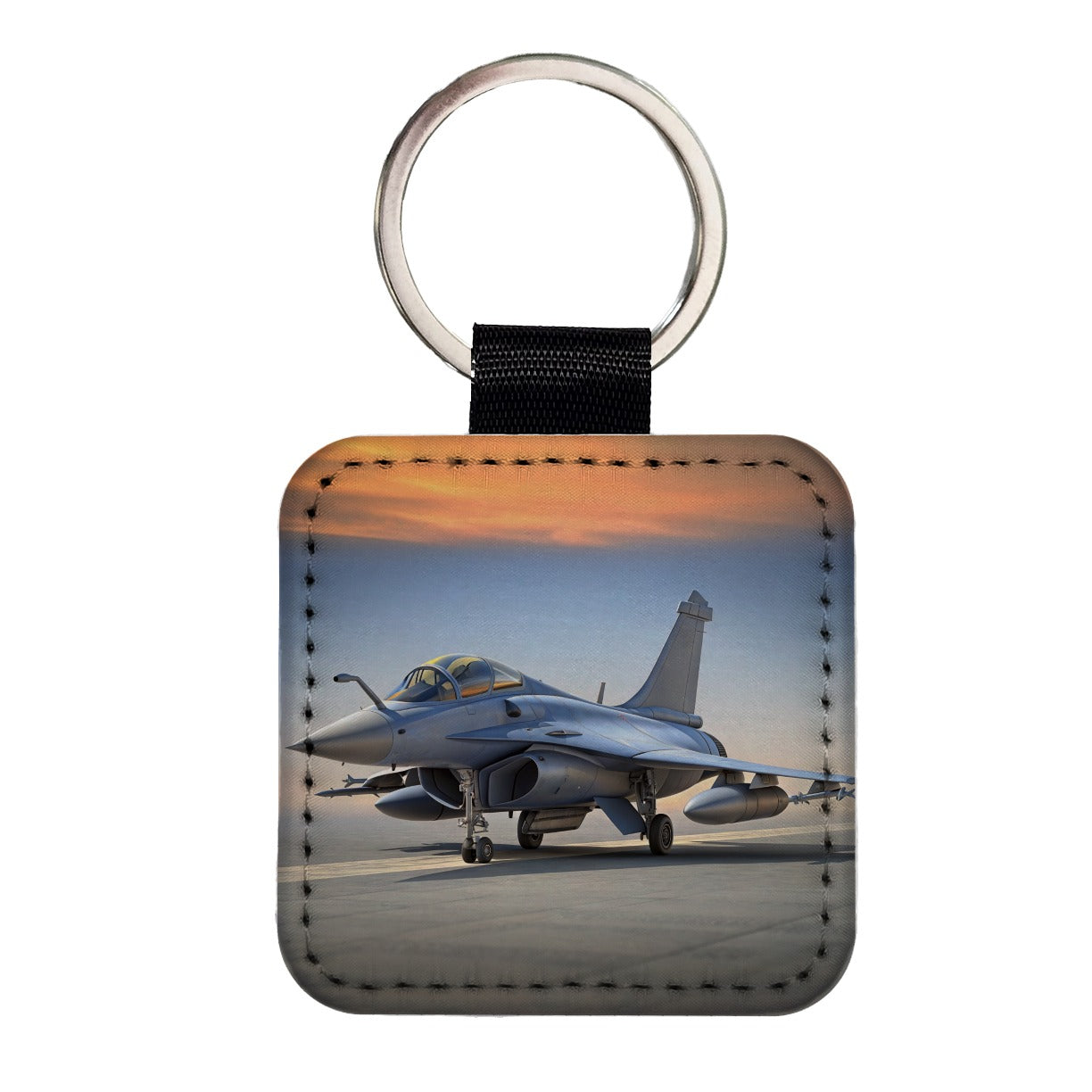 Dassault Rafale French Multirole Fighter Plane Square Faux Leather Keychain
