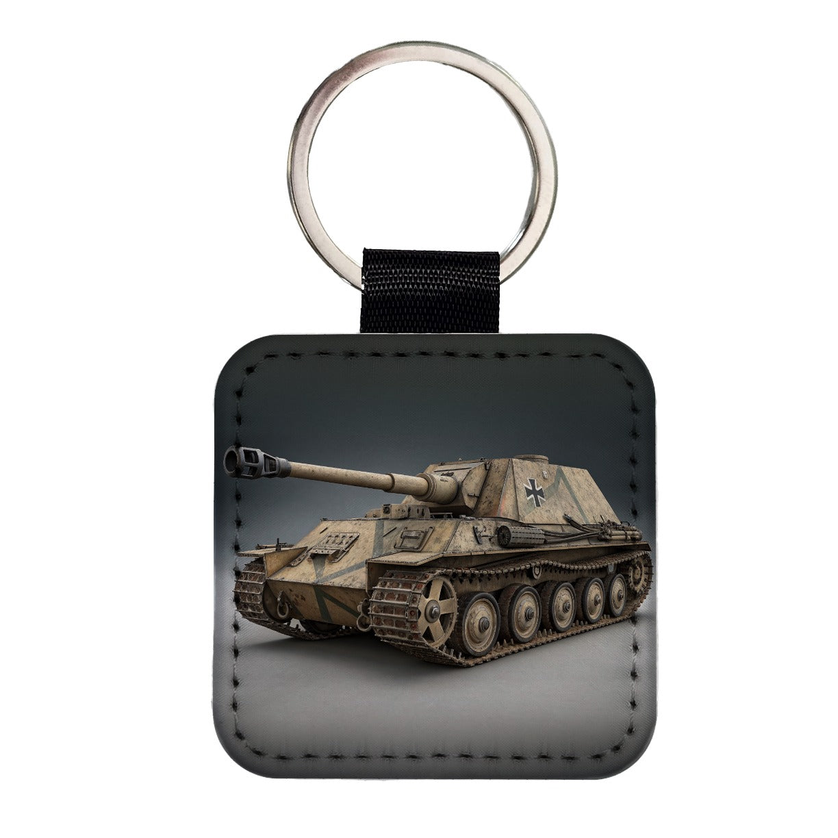 Ferdinand Elefant WWII German Heavy Tank Destroyer Square Faux Leather Keychain