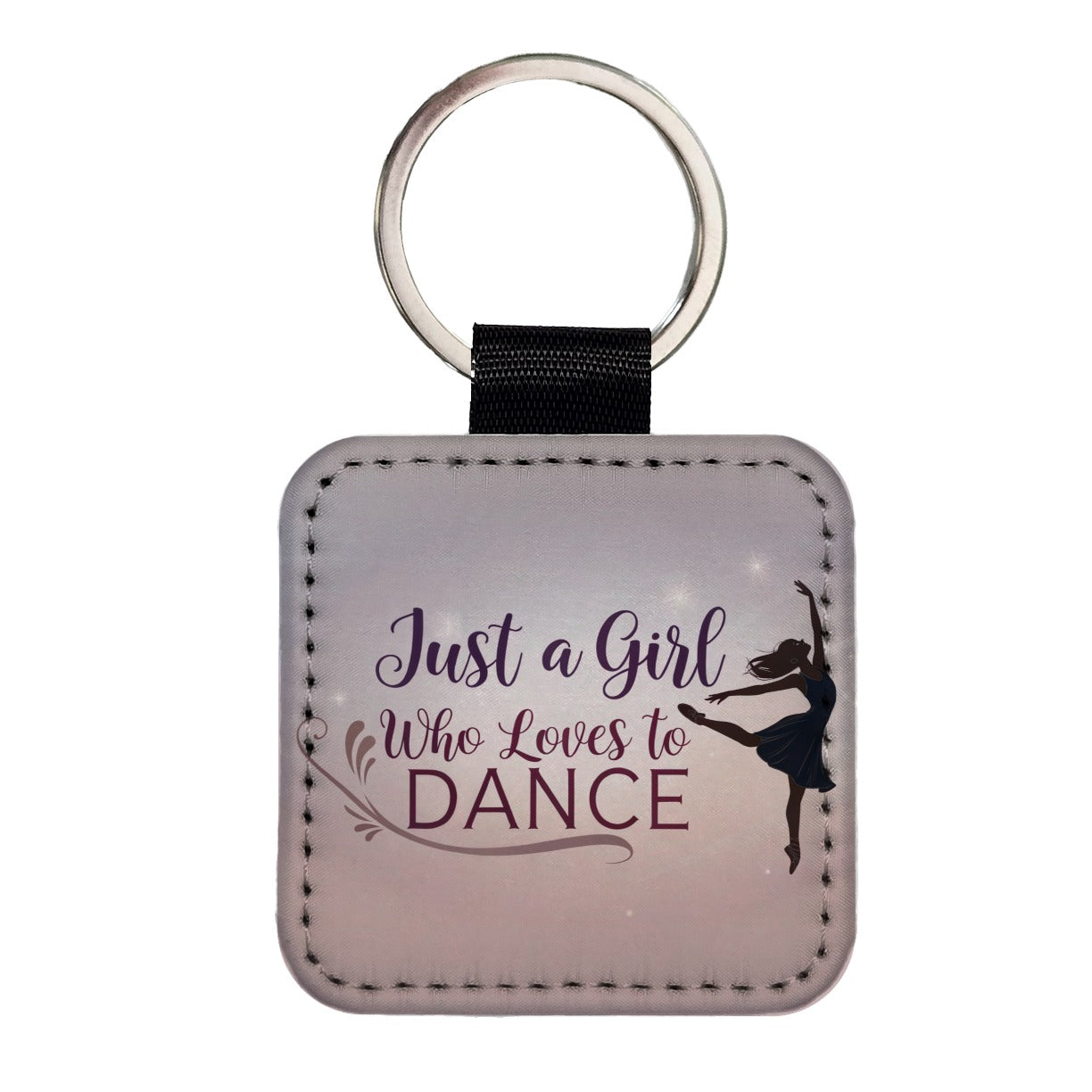 Just A Girl Who Loves To Dance Ballet Square Faux Leather Keychain