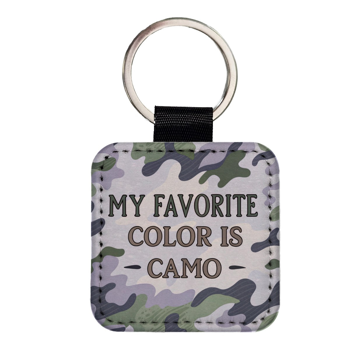 My Favorite Color Is Camo Military Camouflage Square Faux Leather Keychain