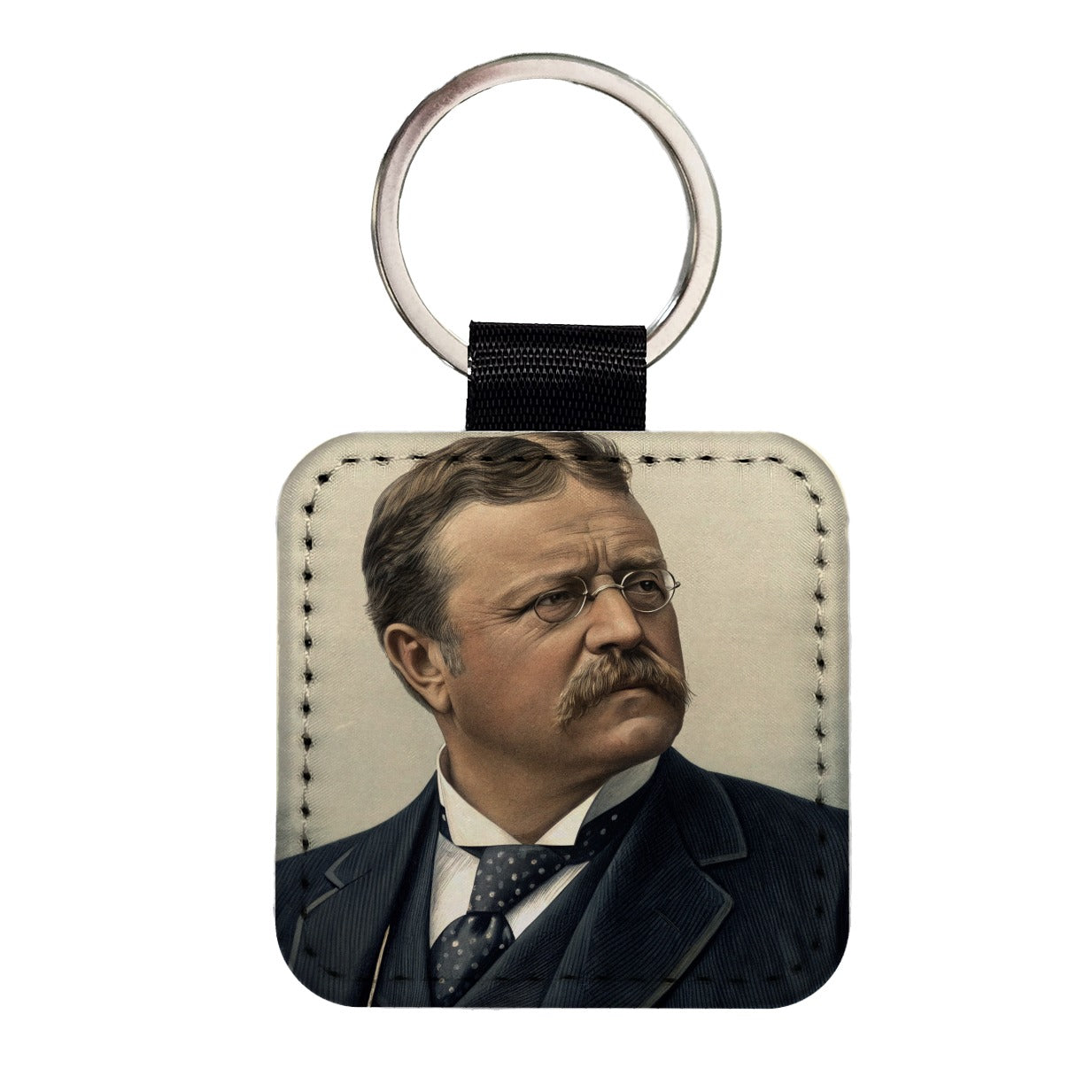 Theodore Roosevelt American President Square Faux Leather Keychain