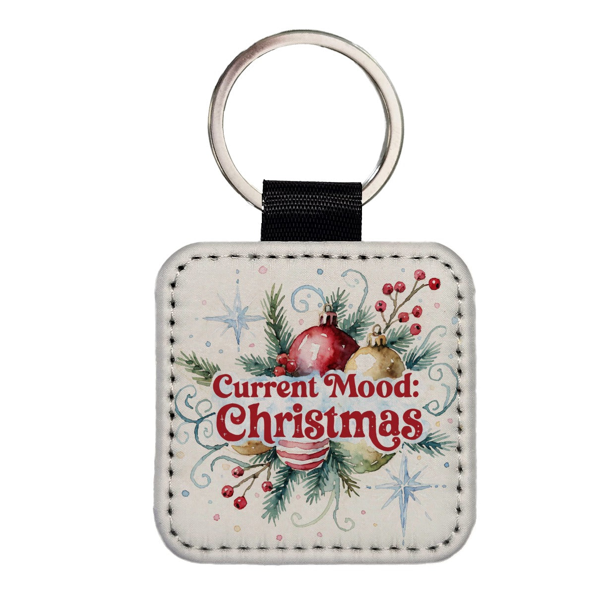 Current Mood Christmas Square Faux Leather Keychain