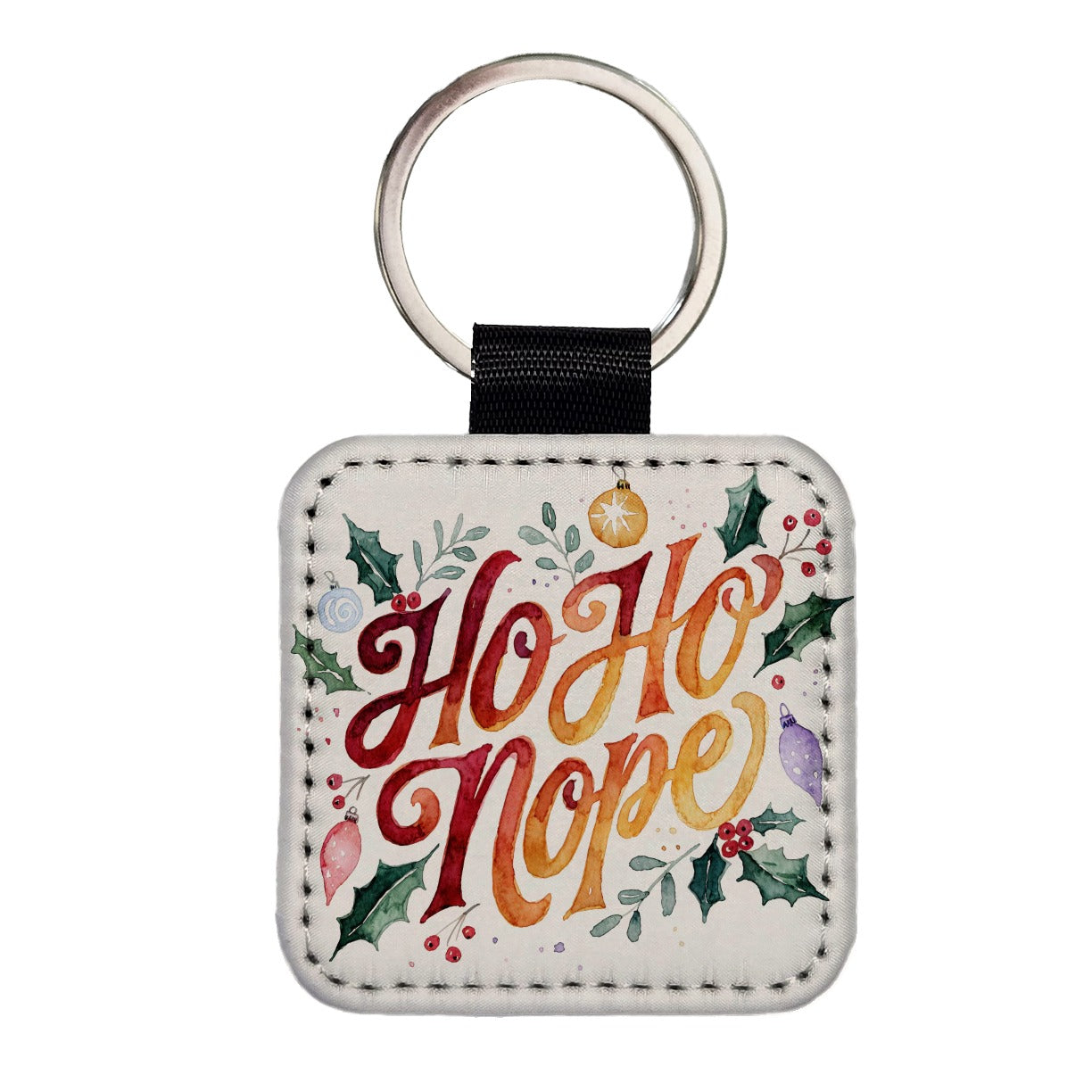 Ho Ho Nope Christmas Funny Square Faux Leather Keychain