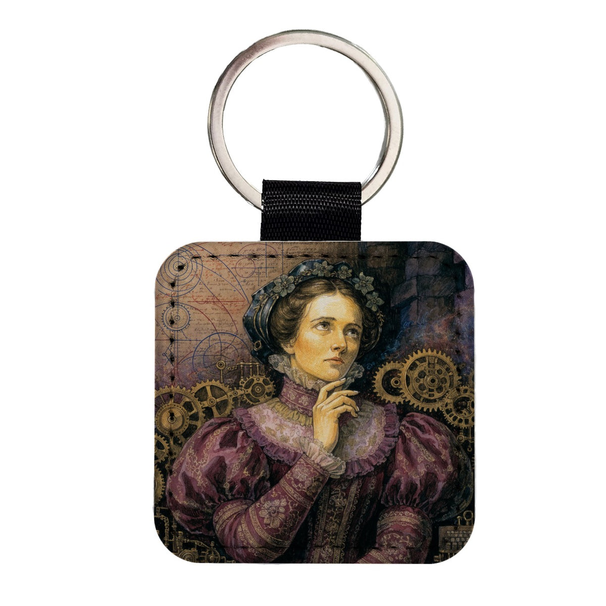 Ada Lovelace Mathematician Square Faux Leather Keychain