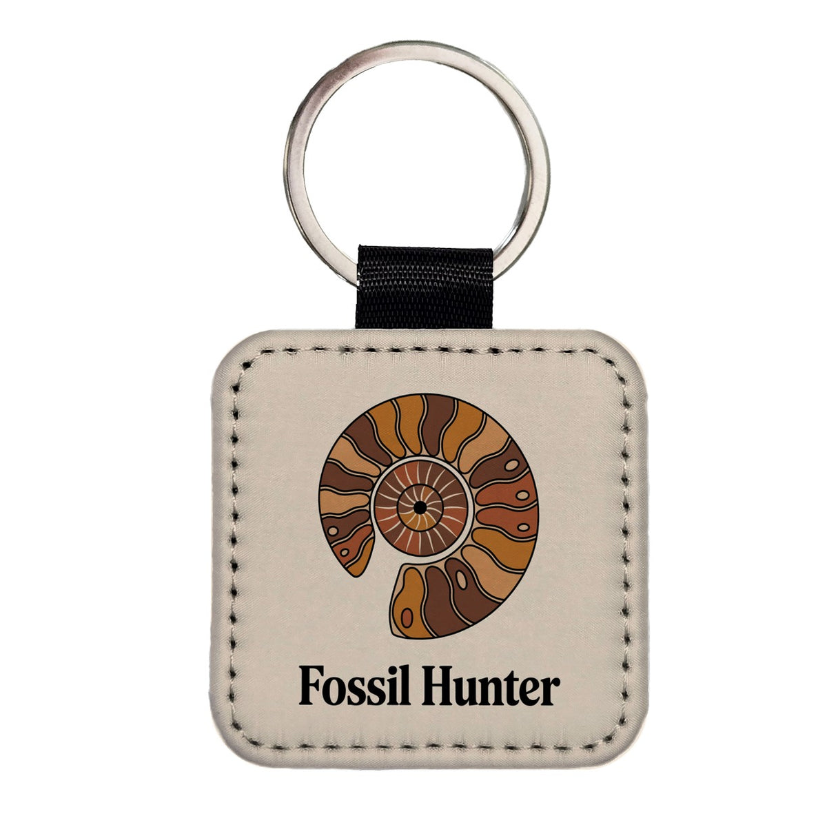 Fossil Hunter Ammonite Square Faux Leather Keychain
