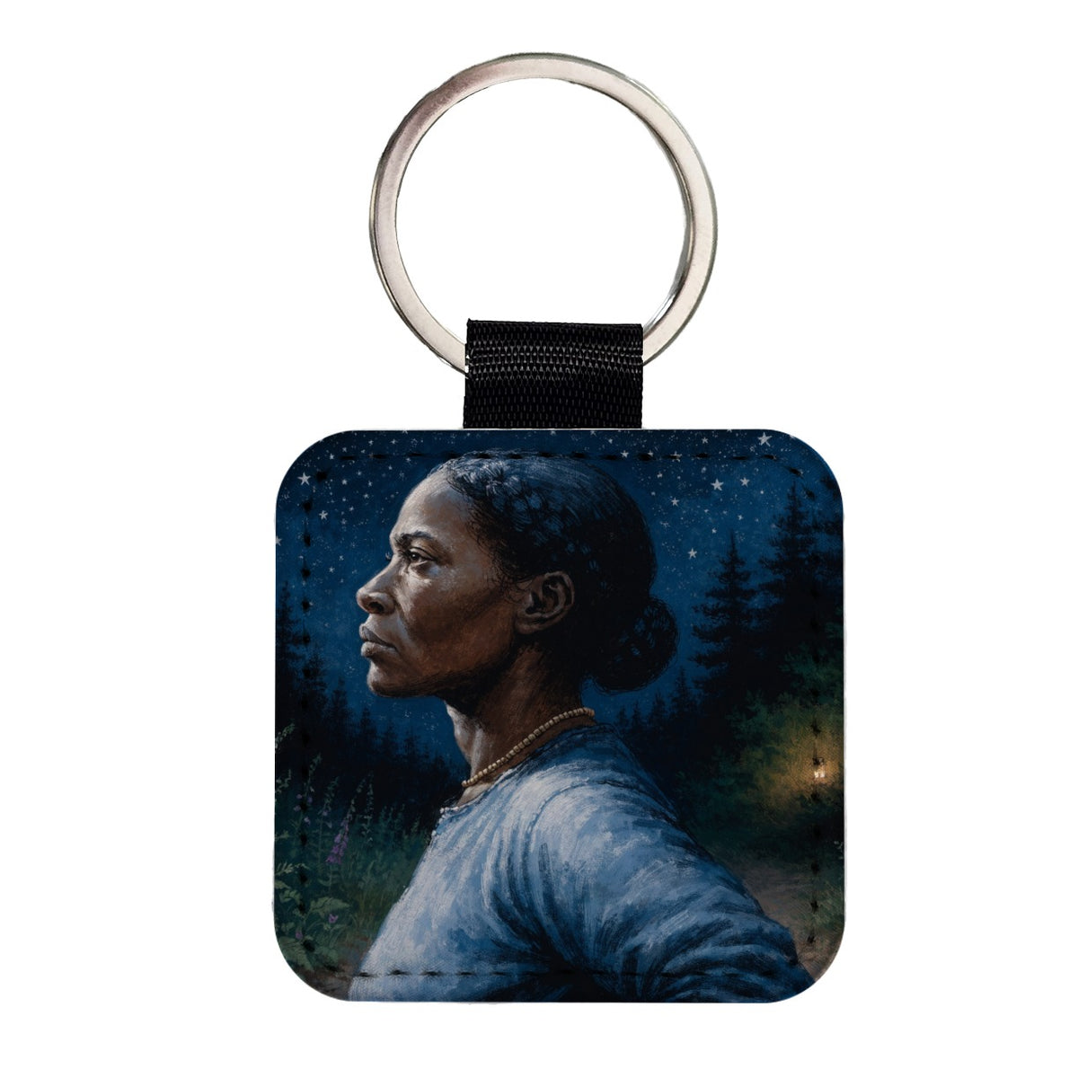 Harriet Tubman Abolitionist Square Faux Leather Keychain