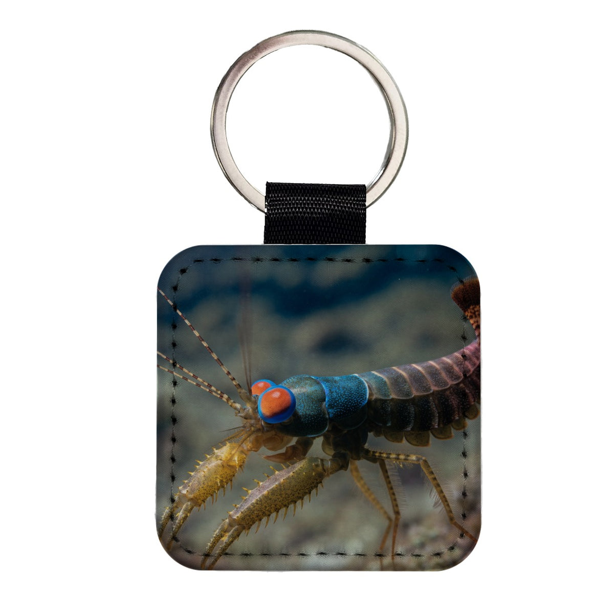 Mantis Shrimp Square Faux Leather Keychain