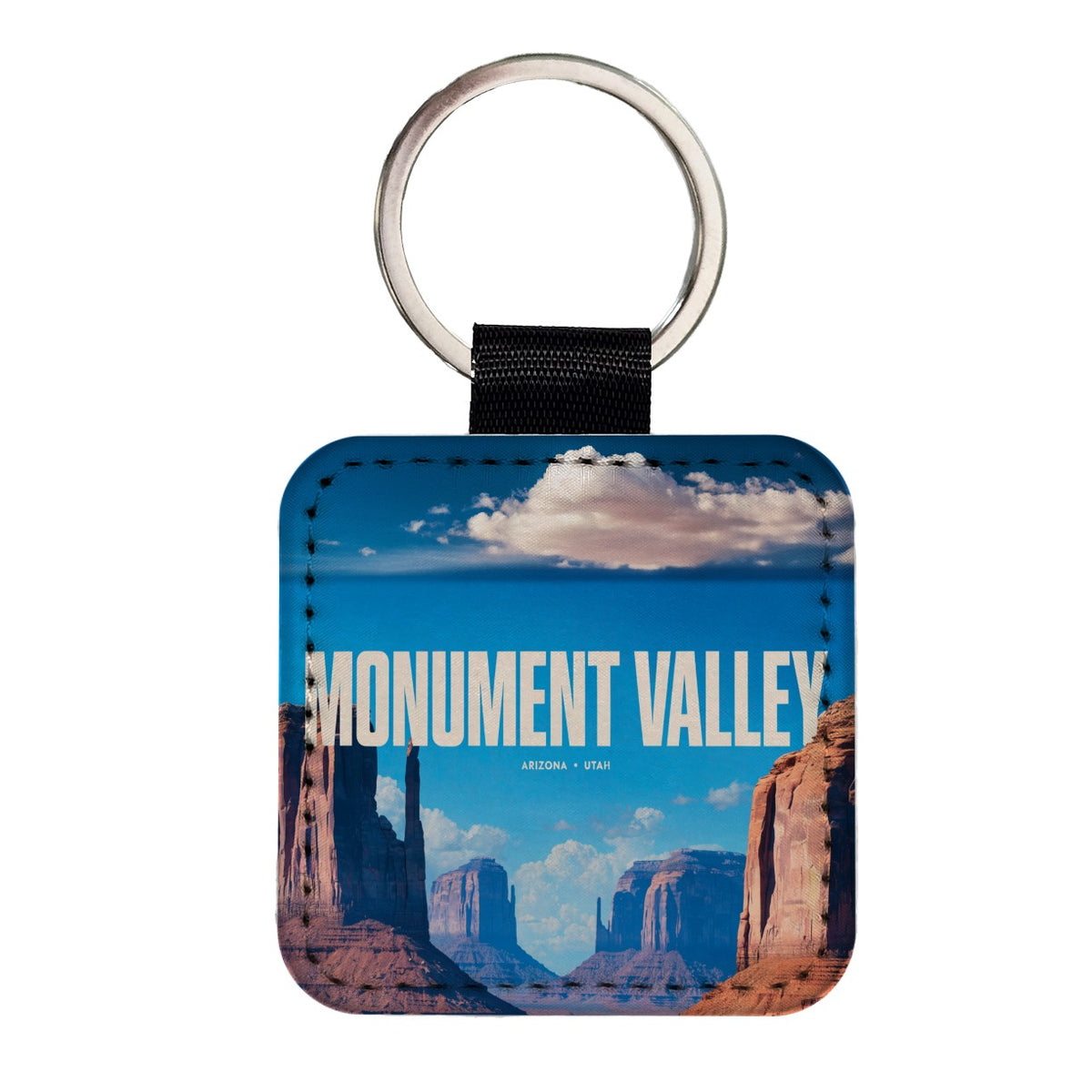 Monument Valley Arizona Utah Travel Square Faux Leather Keychain