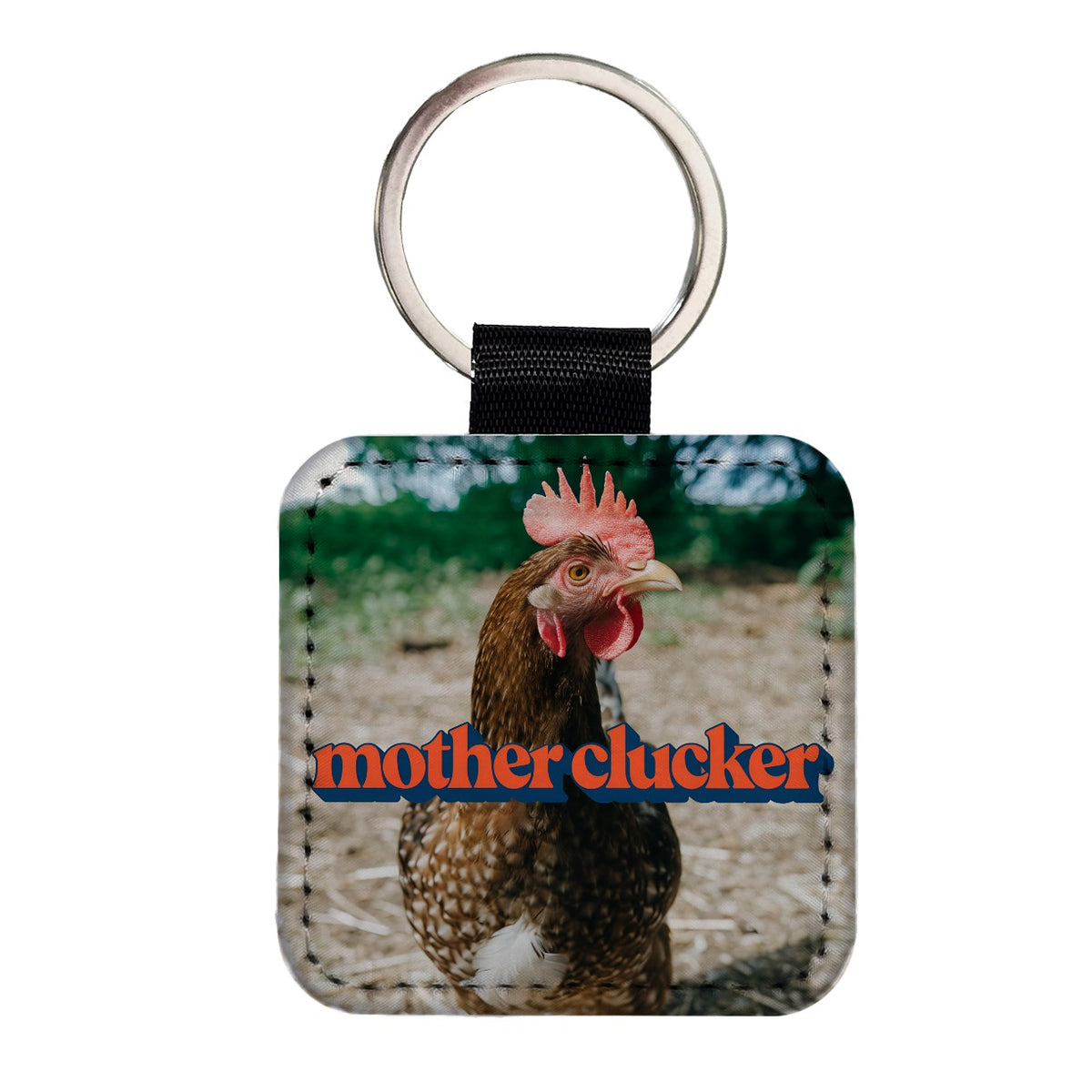 Mother Clucker Chicken Funny Square Faux Leather Keychain