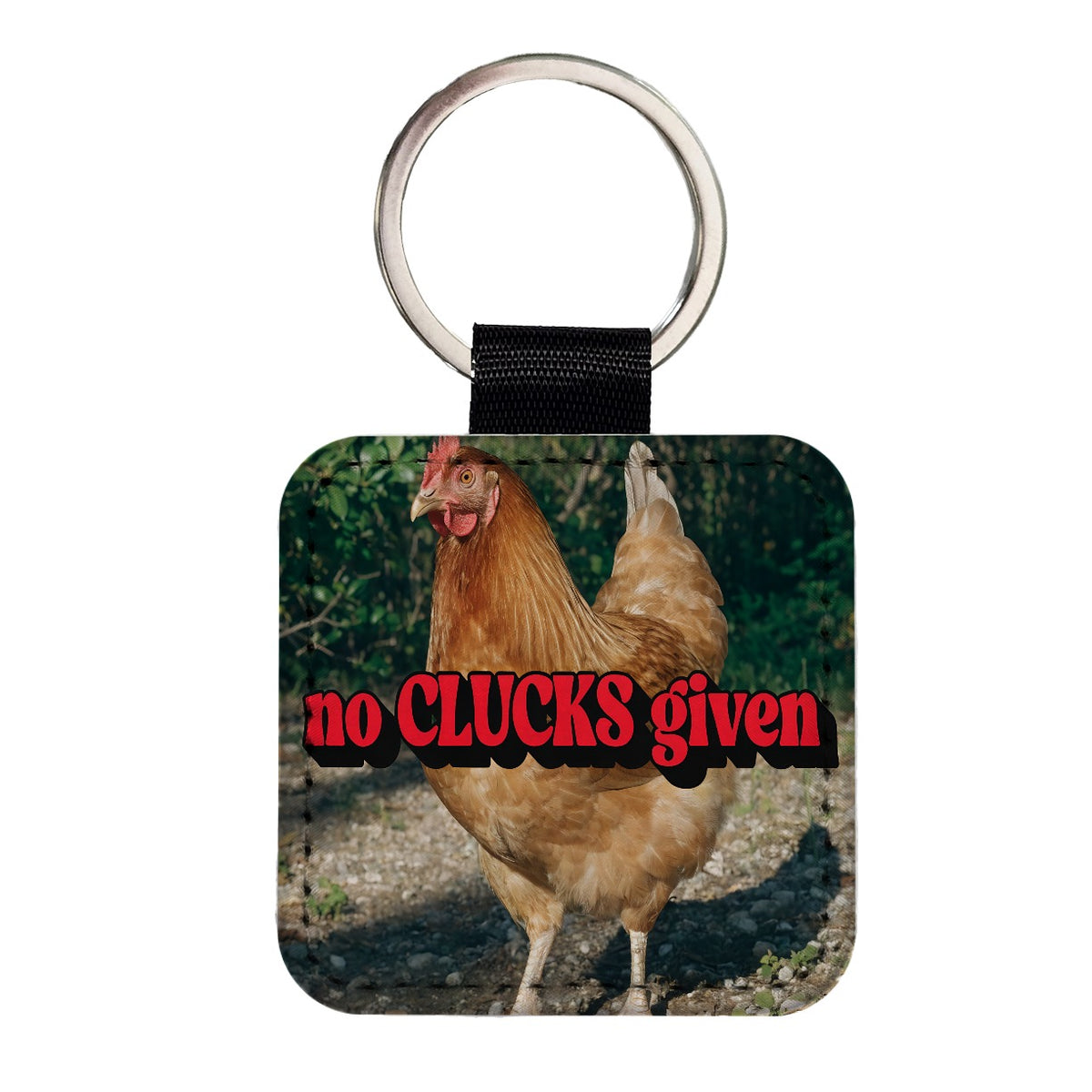 No Clucks Given Chicken Funny Square Faux Leather Keychain