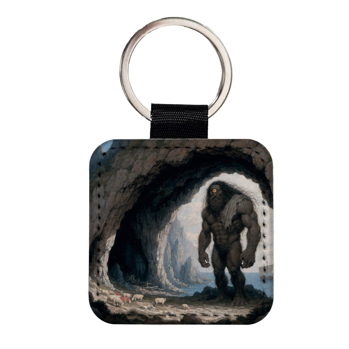 Polyphemus Cyclops Mythology Square Faux Leather Keychain