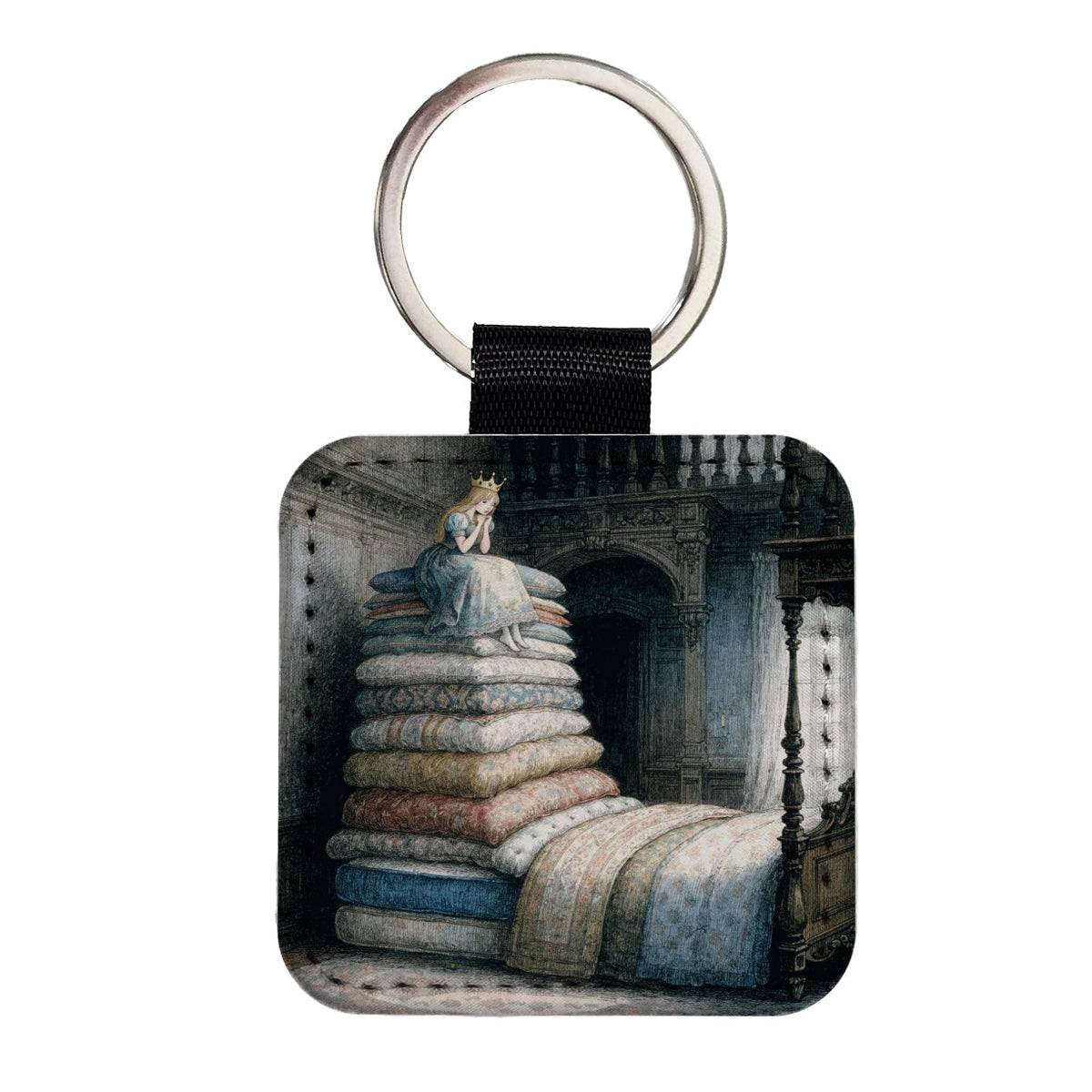 Princess Pea Fairy Tale Square Faux Leather Keychain