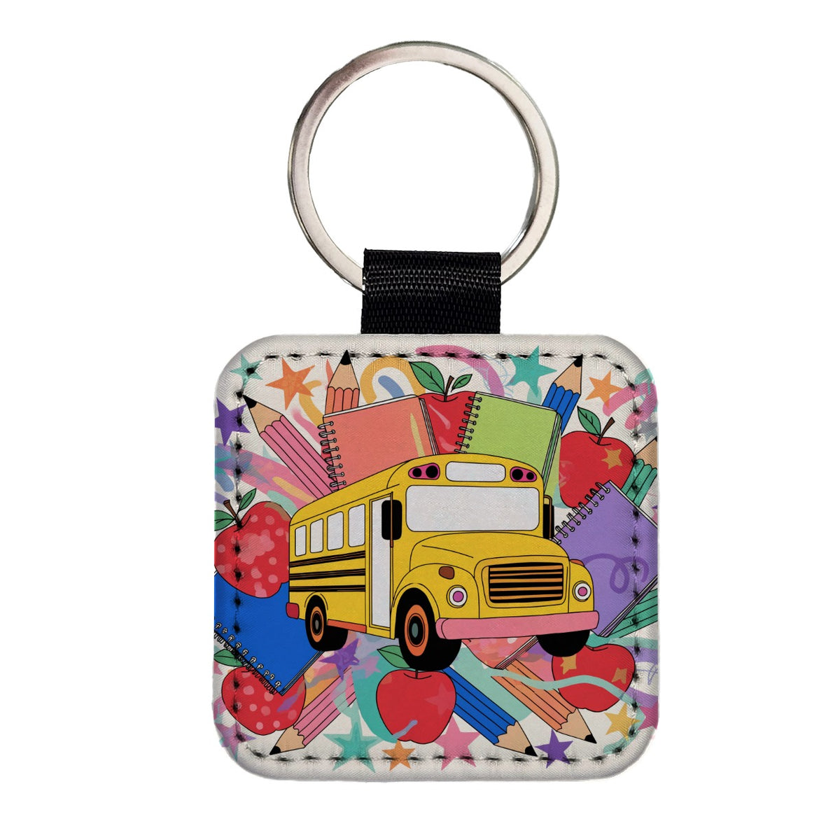 School Bus Driver Teacher Principle Square Faux Leather Keychain