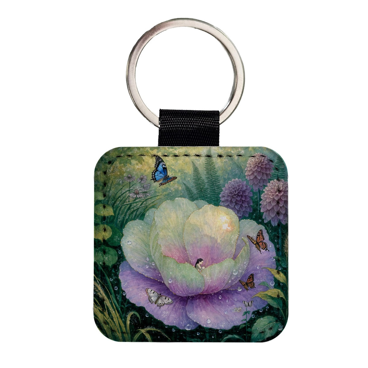 Thumbelina Fairy Tale Square Faux Leather Keychain