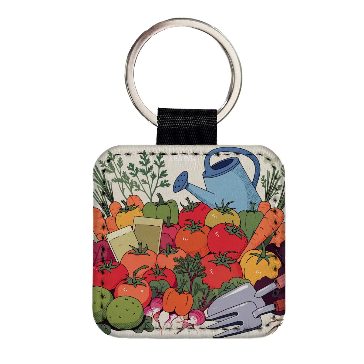 Vegetable Gardening Garden Square Faux Leather Keychain