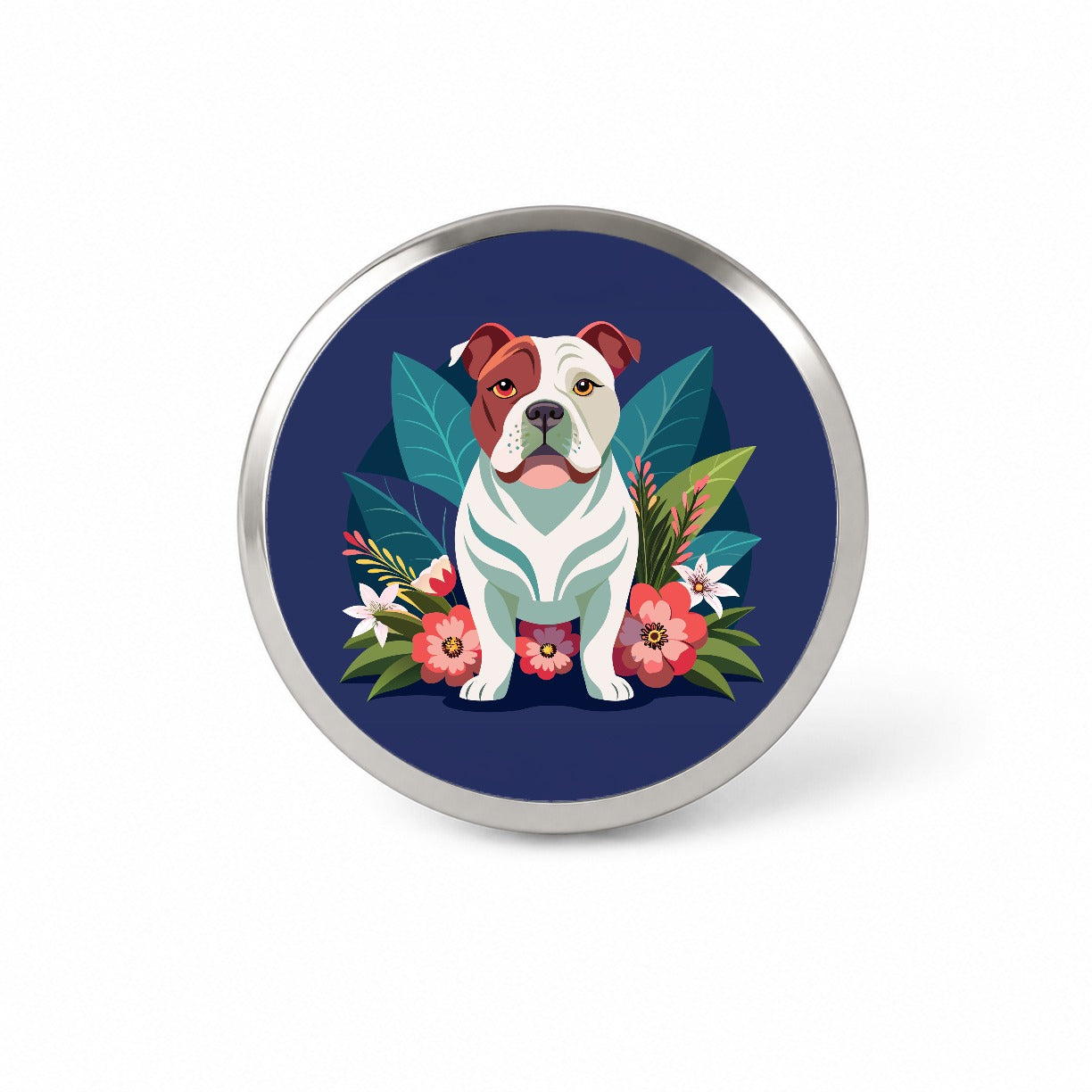 American Bulldog Floral Flowers Novelty Hat Backpack Lapel Pin