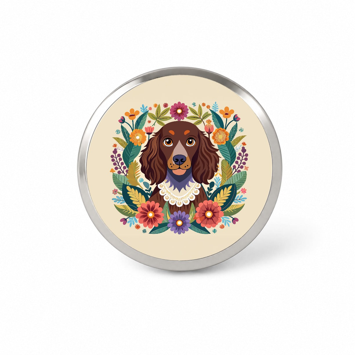 American Water Spaniel Dog Floral Flowers Novelty Hat Backpack Lapel Pin