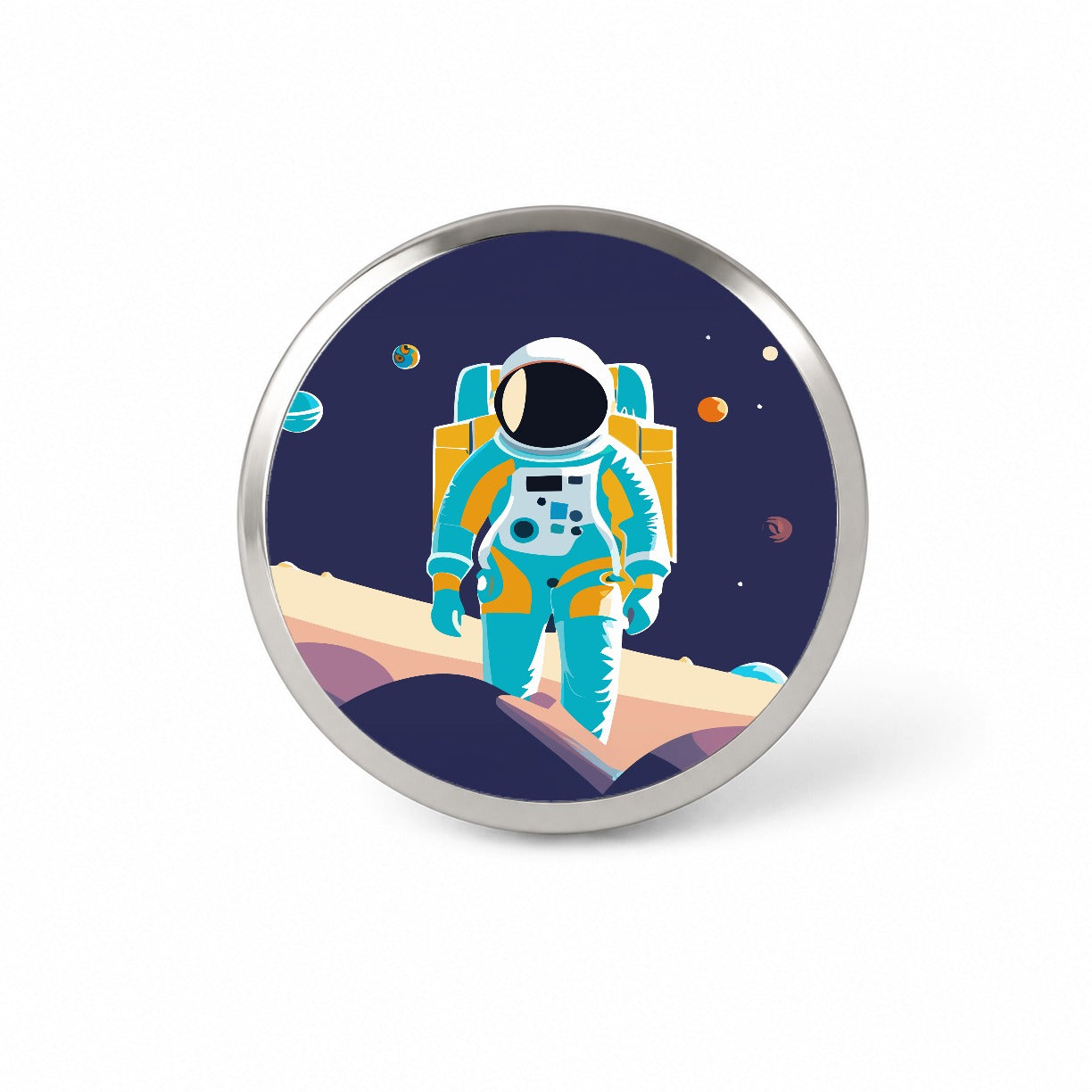 Astronaut in Outer Space Planets Science Fiction Novelty Hat Backpack Lapel Pin