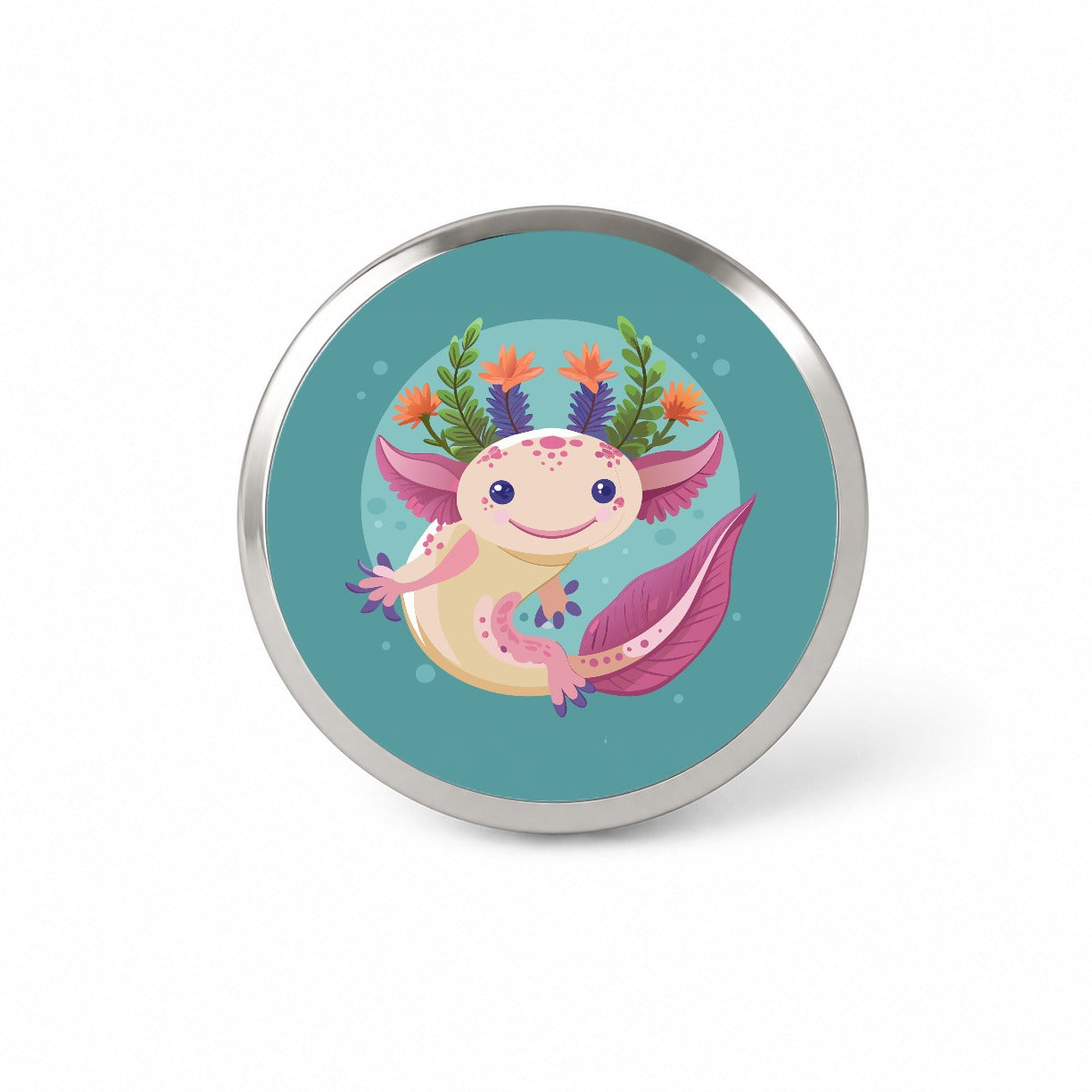 Axolotl Head Floral Flowers Novelty Hat Backpack Lapel Pin