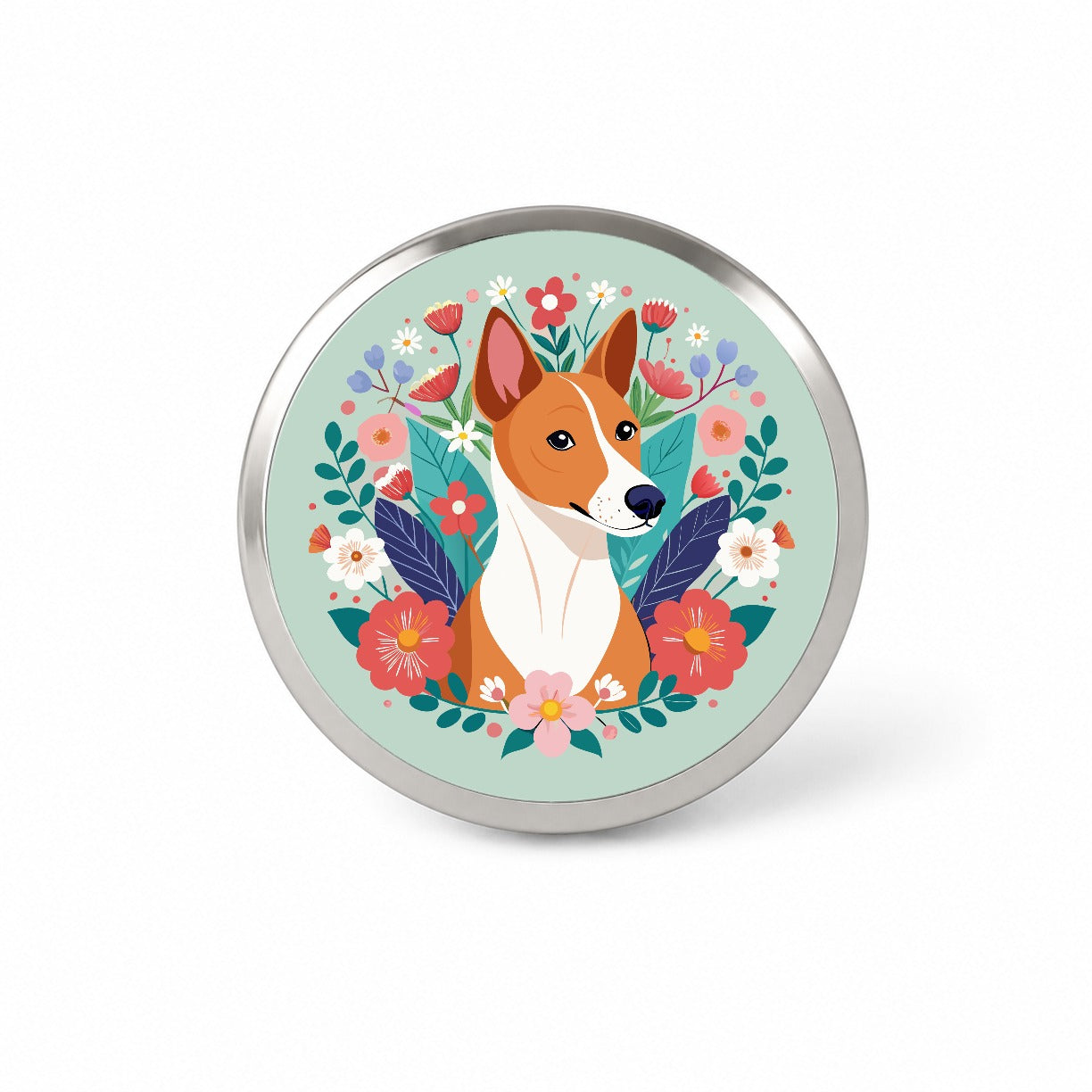 Basenji Dog Floral Flowers Novelty Hat Backpack Lapel Pin