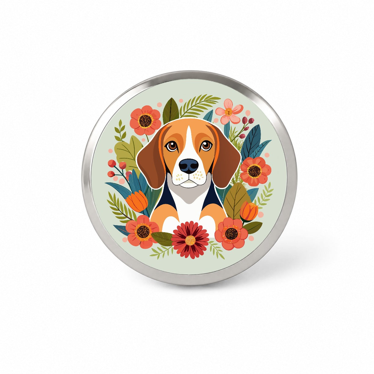 Beagle Dog Floral Flowers Novelty Hat Backpack Lapel Pin